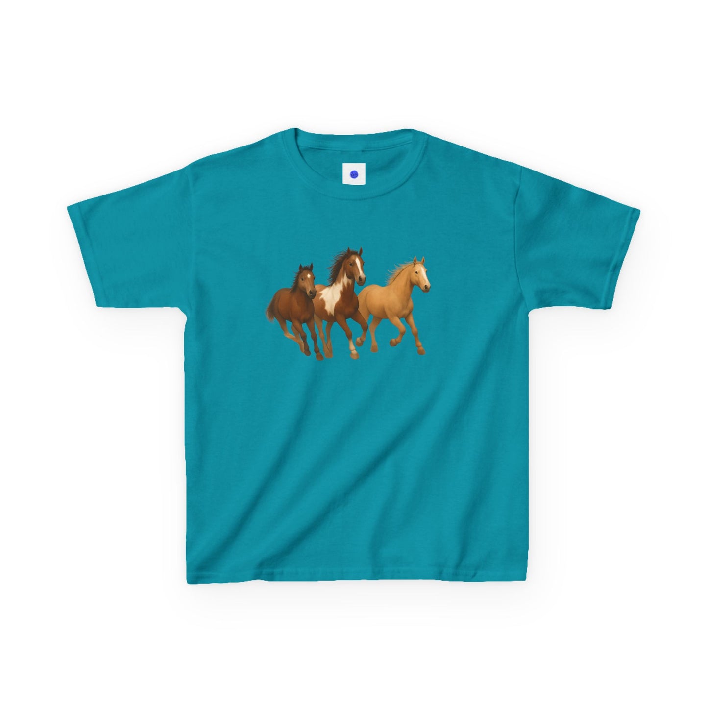 Kids Three Horse T shirt, Western, country, cute, Heavy Tee, fall, gallop, freedom