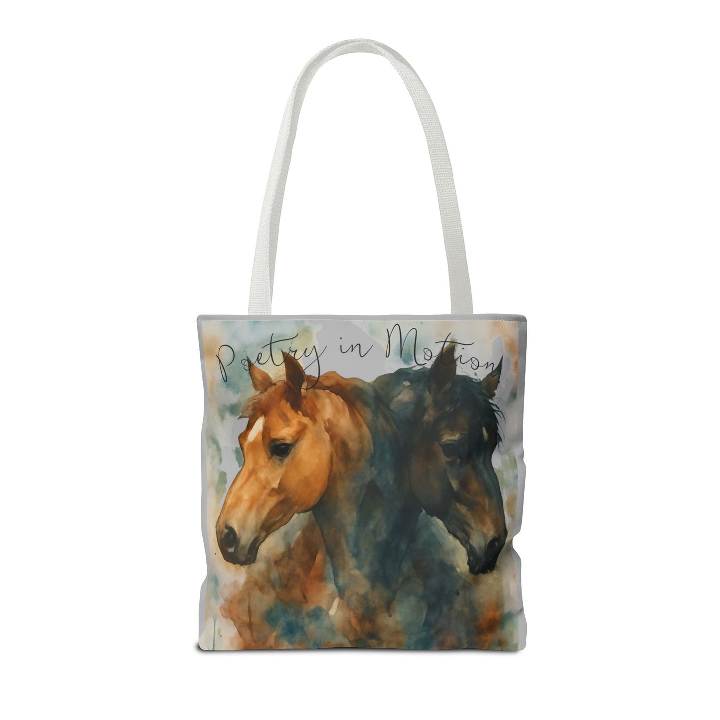 Horse Art Tote Bag, Watercolor Horses, Pretty in Motion