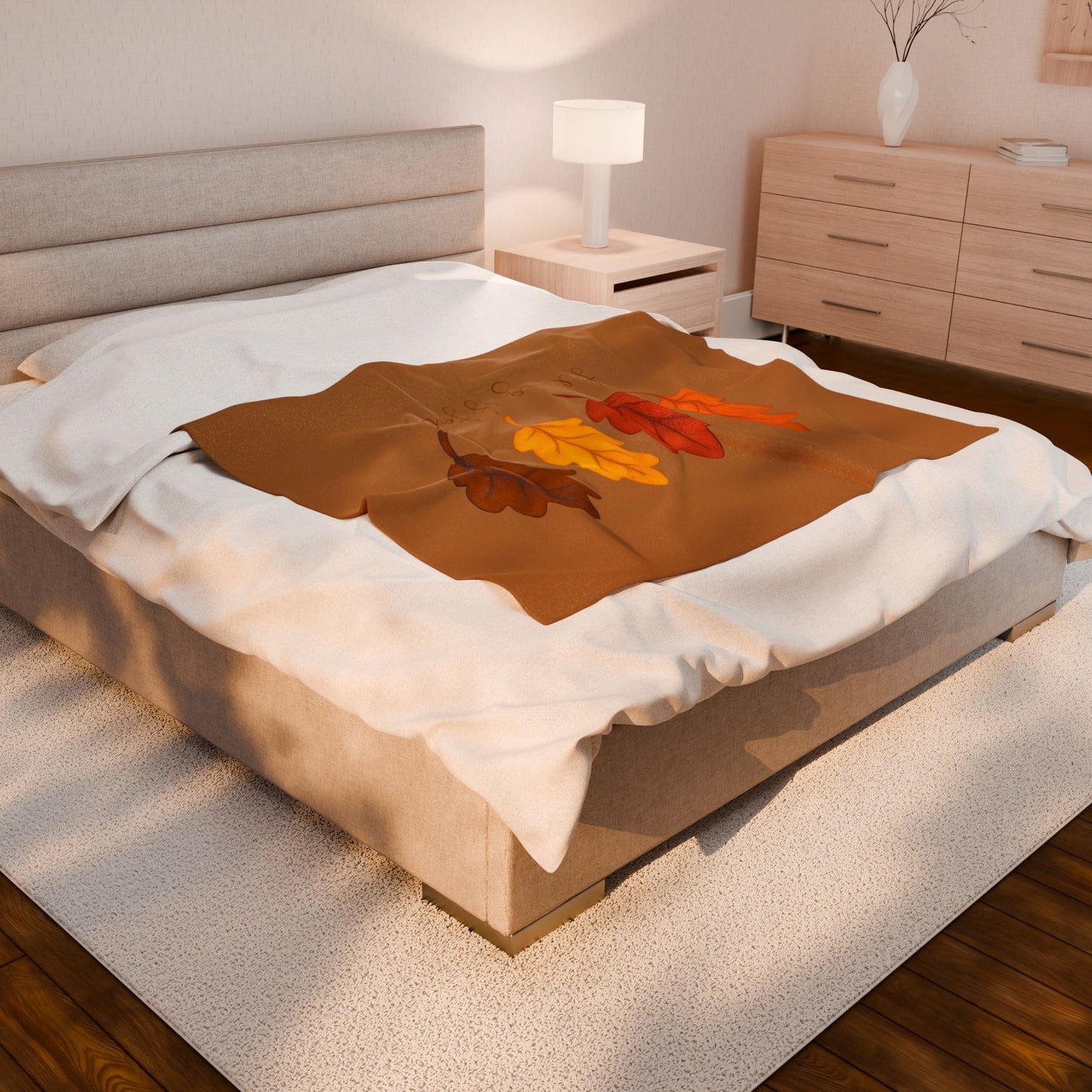 Feeling of Fall Blanket with Autumn Leaves, Cozy Fall Throw Blanket, Seasonal Fall Decor Bedding, Warm Autumn Home Blanket Gift