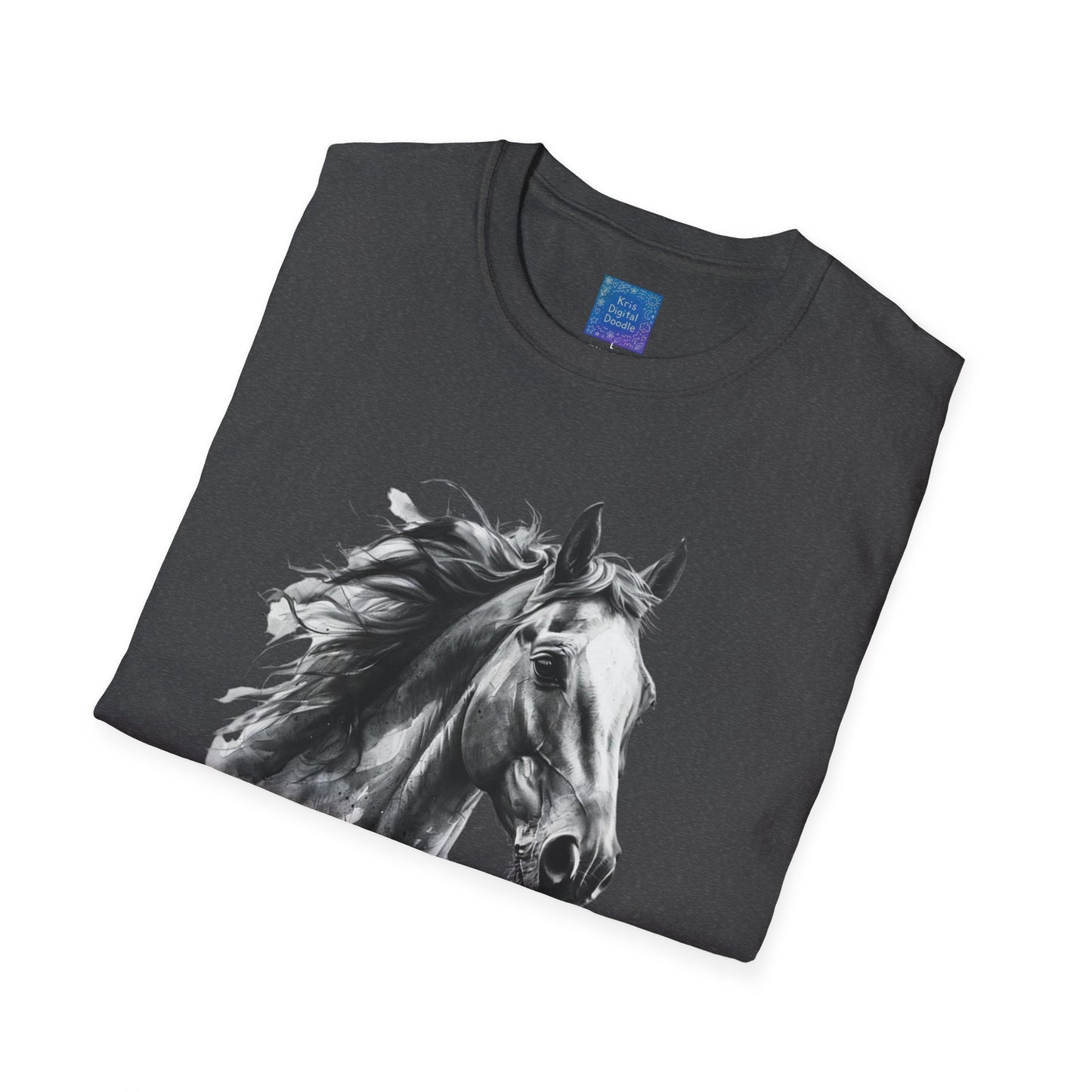 Black and White Horse Graphic T-Shirt Artistic Equestrian Tee