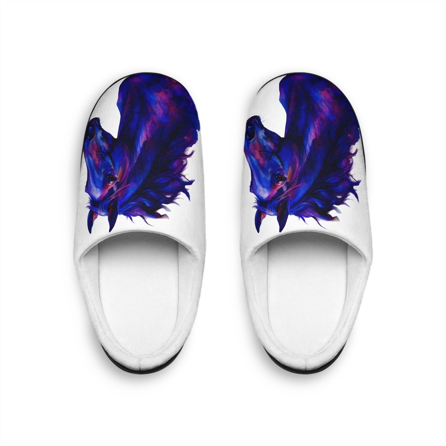 Western Horse Slippers Cozy Indoor House Shoes with Purple Horse Art