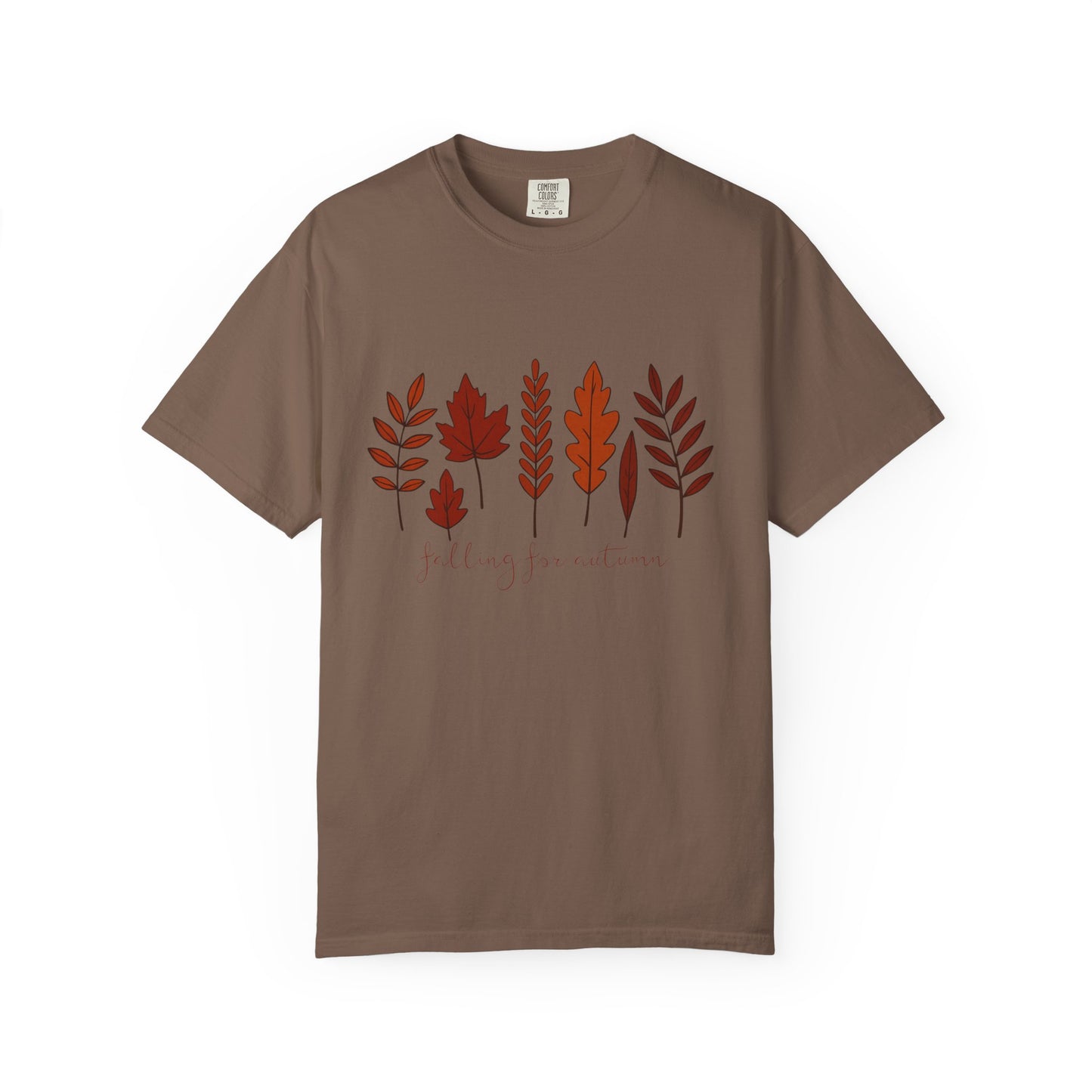 Falling for Autumn Shirt Cozy Fall Leaves Graphic Tee for Seasonal Outfits Unisex Garment Dyed T shirt