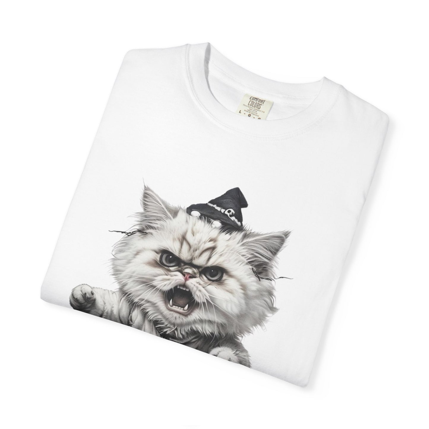 Angry Halloween Cat T Shirt Funny Spooky Kitten Tee Gothic Trick or Treat Shirt Unisex Garment Dyed T shirt
