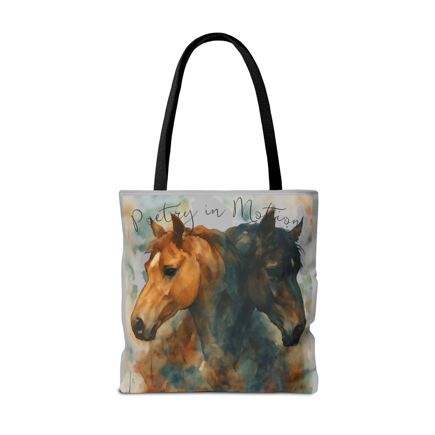 Horse Art Tote Bag, Watercolor Horses, Pretty in Motion