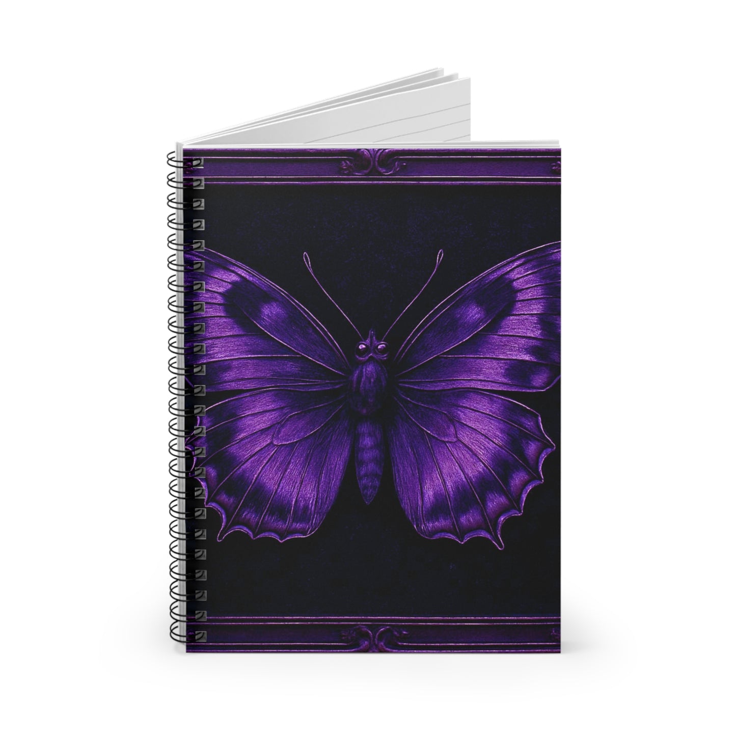 Purple Butterfly Notebook, Gothic Journal, Spiritual Butterfly, Purple Aesthetic Stationery Spiral Notebook Ruled Line