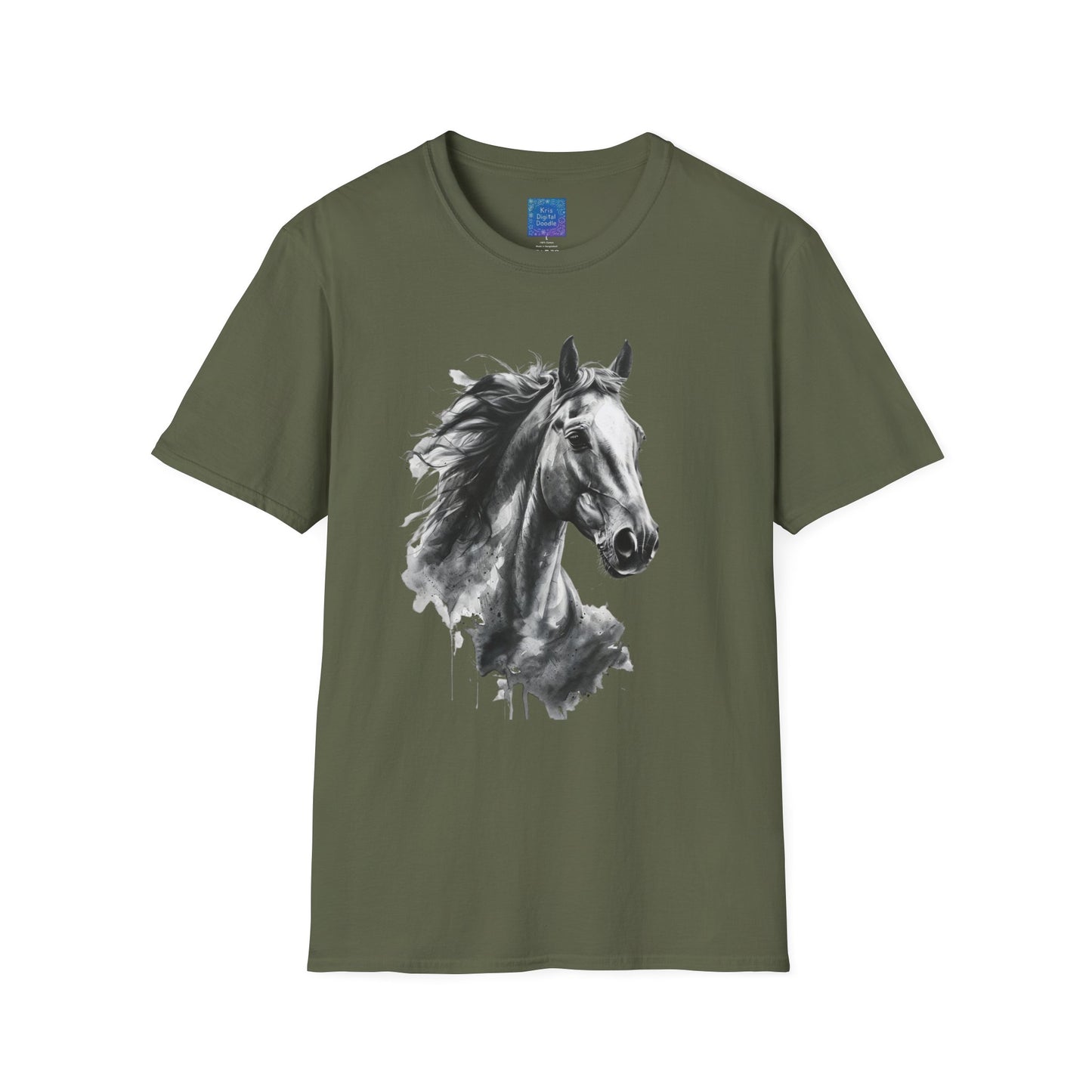 Black and White Horse Graphic T-Shirt Artistic Equestrian Tee