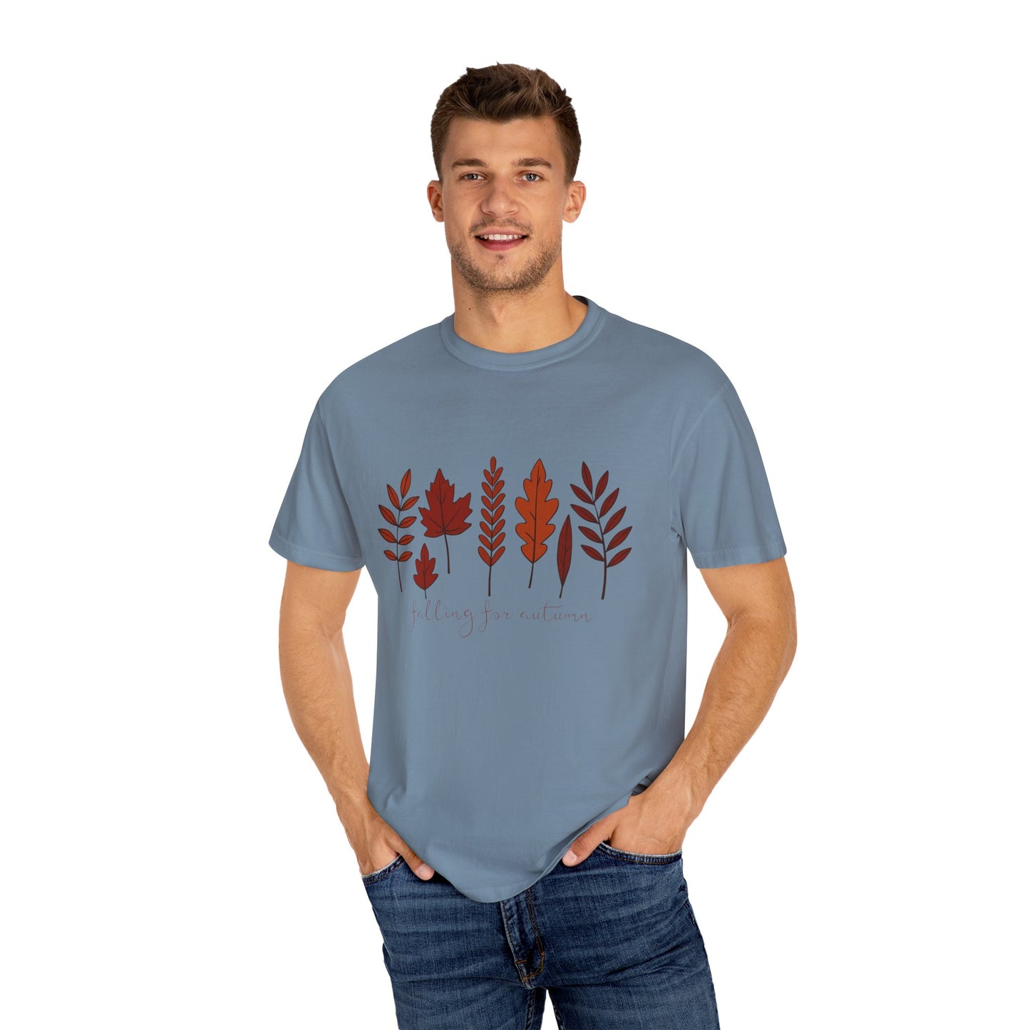 Falling for Autumn Shirt Cozy Fall Leaves Graphic Tee for Seasonal Outfits Unisex Garment Dyed T shirt