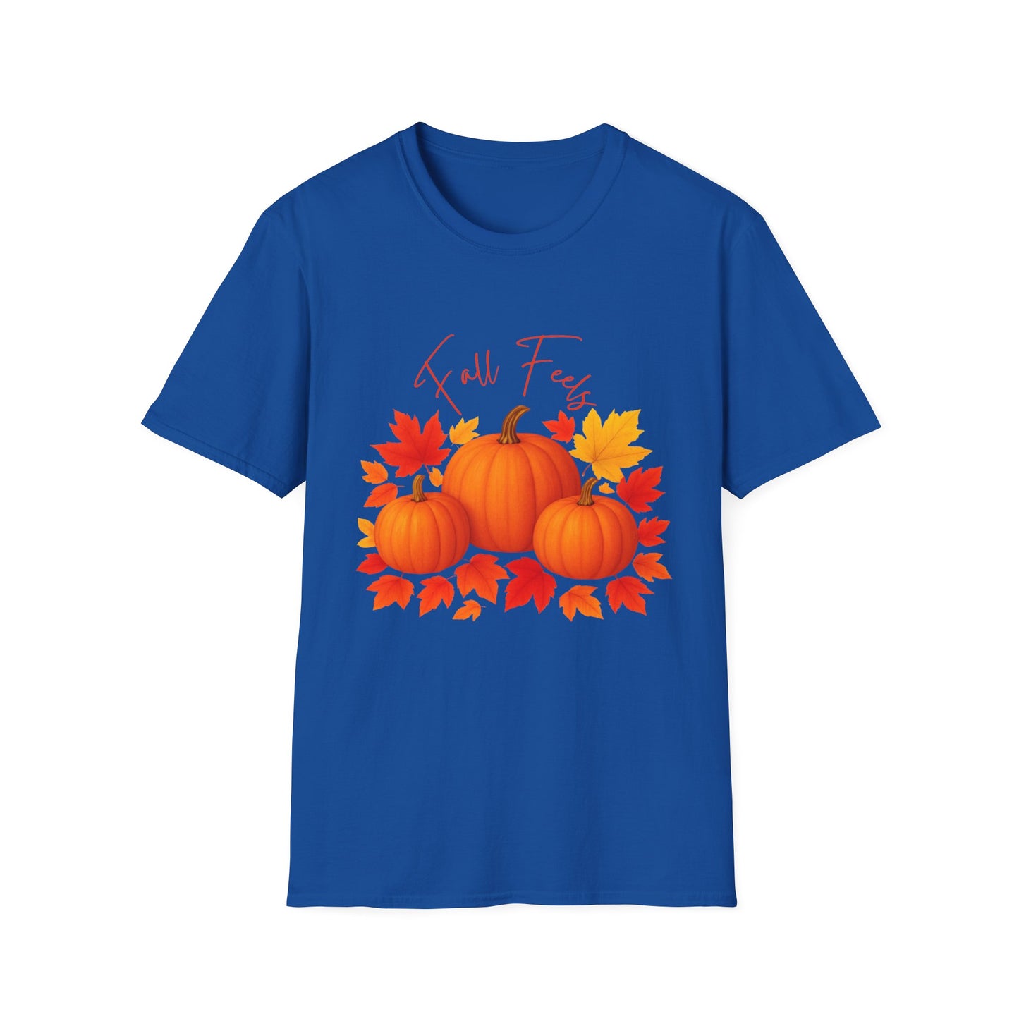 Fall Feels Pumpkin T-Shirt Cozy Autumn Leaves & Seasonal Harvest Tee Unisex Soft style T Shirt