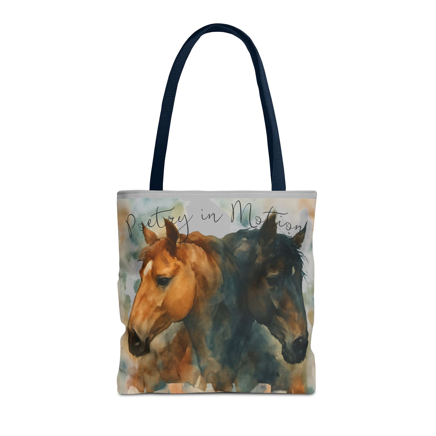 Horse Art Tote Bag, Watercolor Horses, Pretty in Motion