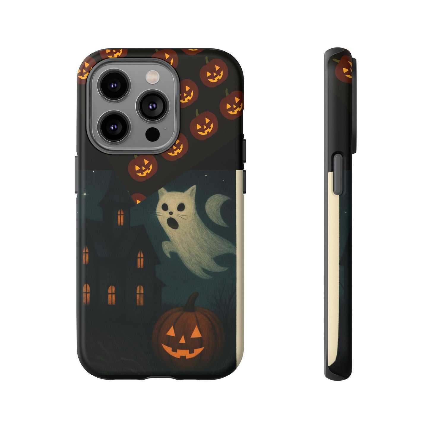 Phone Case, Halloween Haunted House Cat Ghost iPhone 16, 15, 14, Pixel 8, 6 Samsung Galaxy 25, 24, 23
