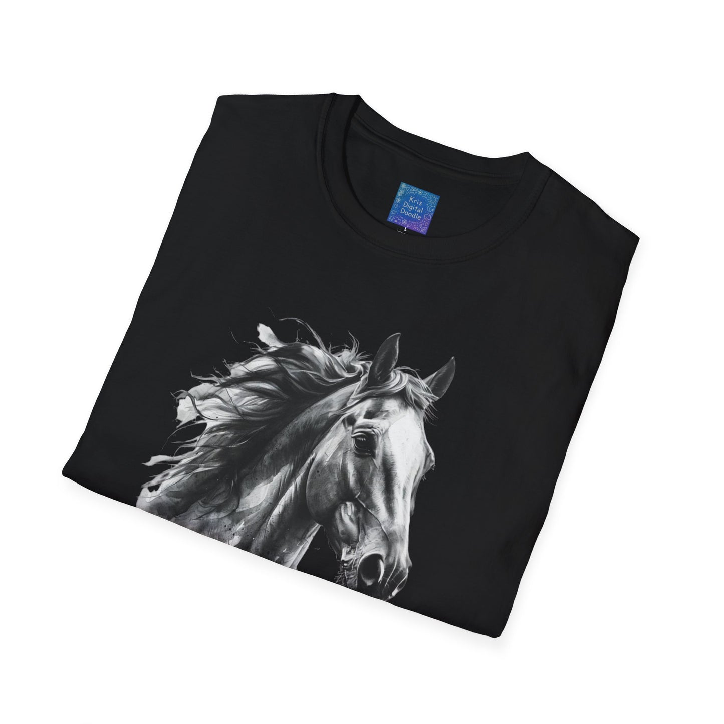 Black and White Horse Graphic T-Shirt Artistic Equestrian Tee