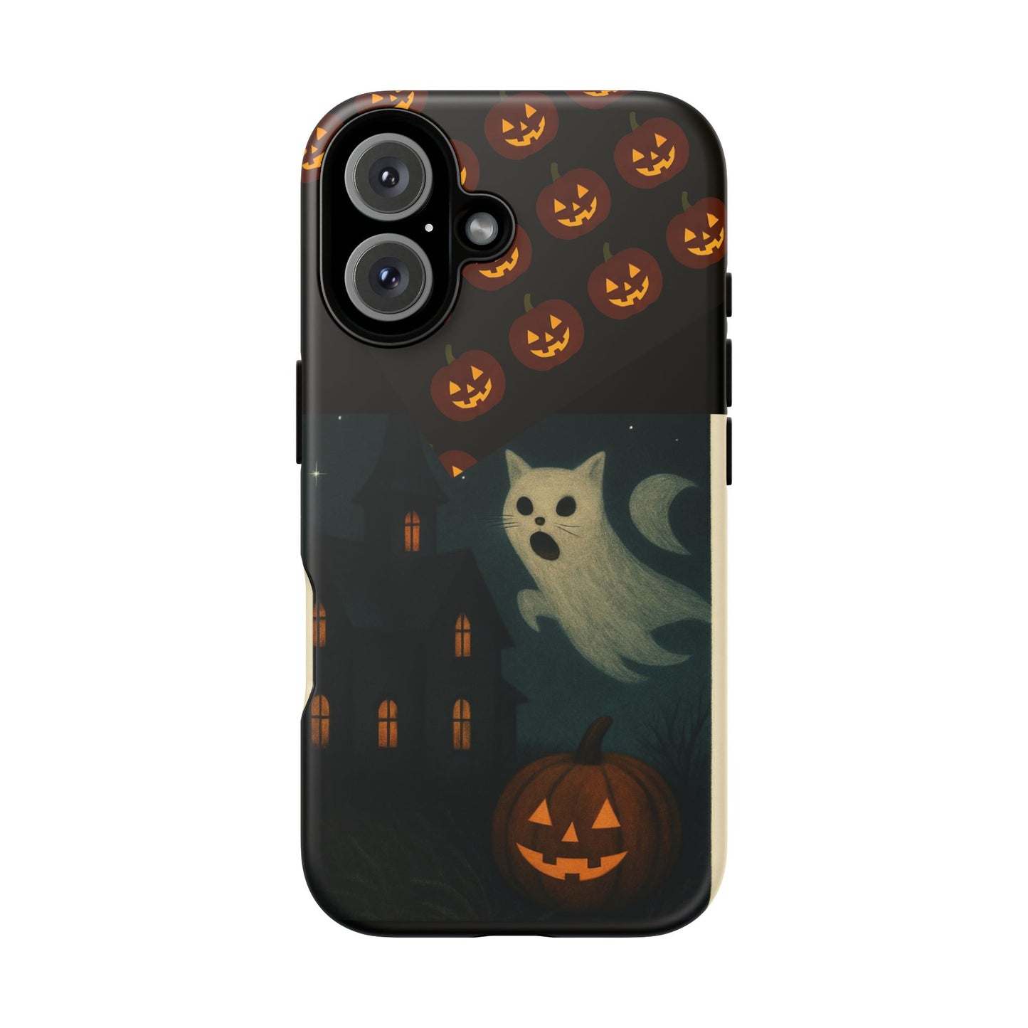 Phone Case, Halloween Haunted House Cat Ghost iPhone 16, 15, 14, Pixel 8, 6 Samsung Galaxy 25, 24, 23