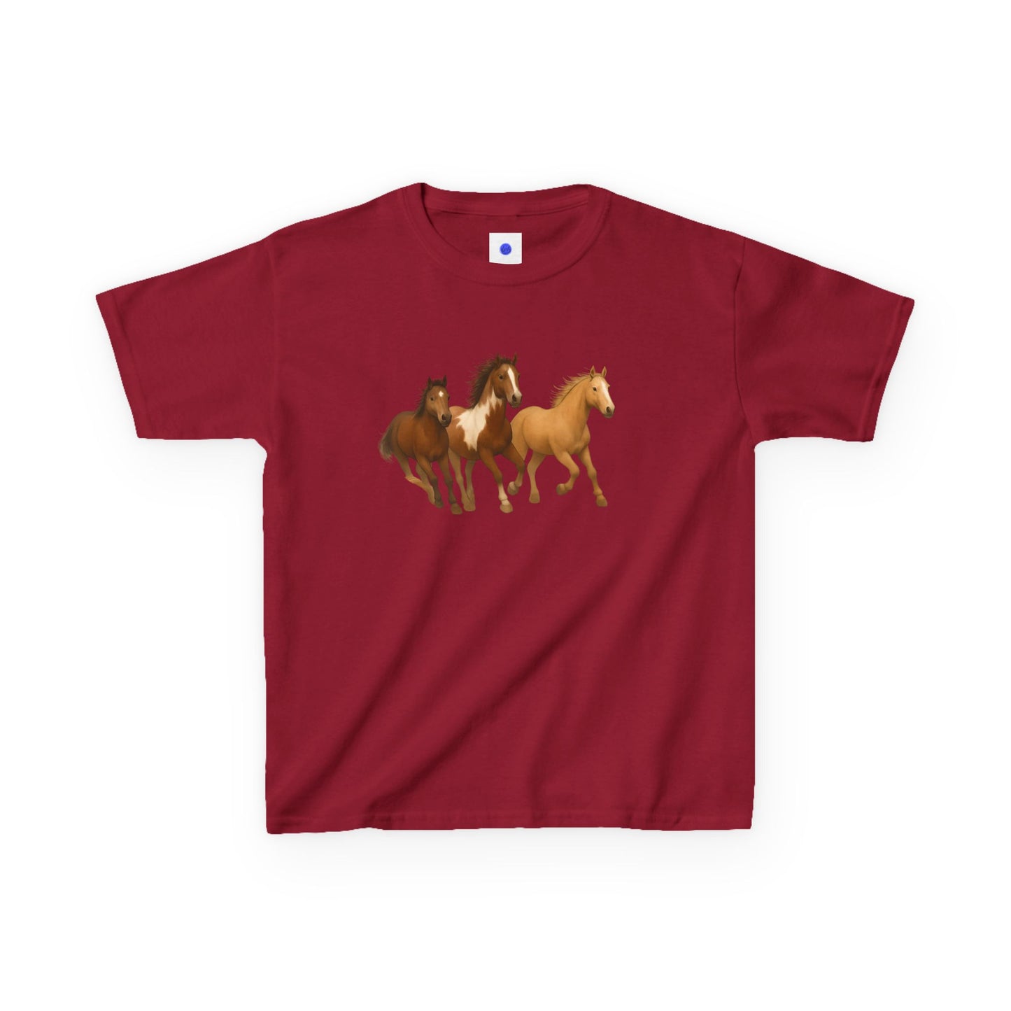 Kids Three Horse T shirt, Western, country, cute, Heavy Tee, fall, gallop, freedom