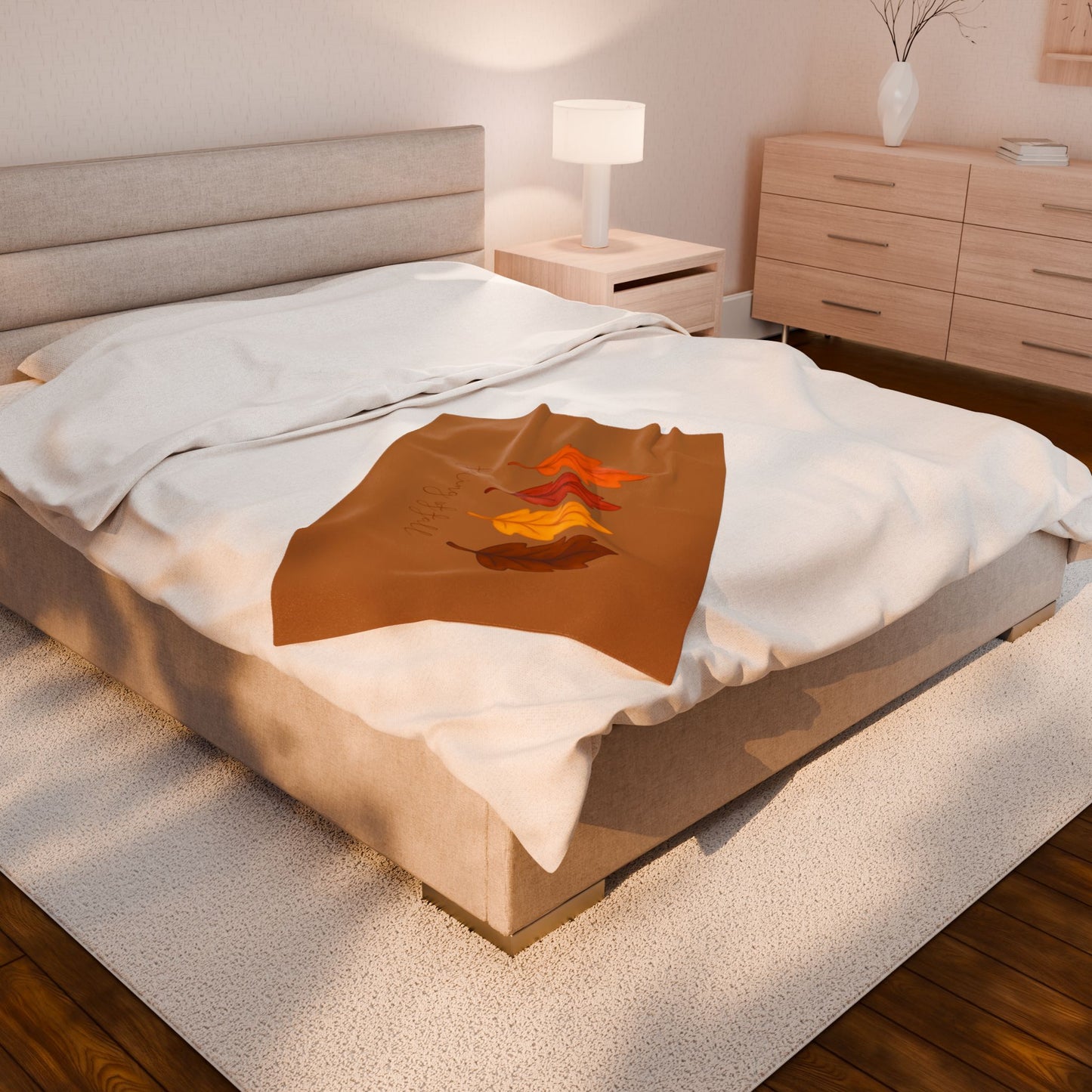 Feeling of Fall Blanket with Autumn Leaves, Cozy Fall Throw Blanket, Seasonal Fall Decor Bedding, Warm Autumn Home Blanket Gift