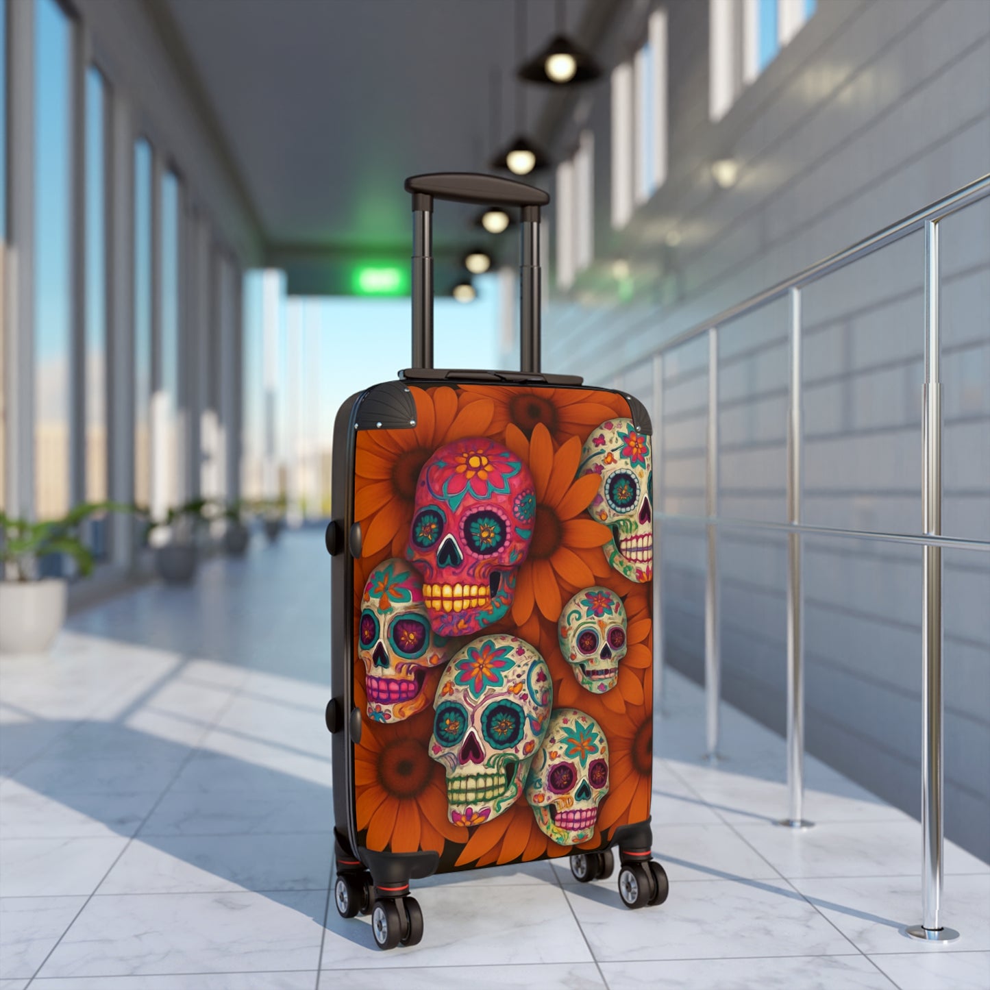 Sugar Skull Floral Luggage Day of the Dead Suitcase for Bold Travel Style Suitcase (Travel Tag sold Separately)