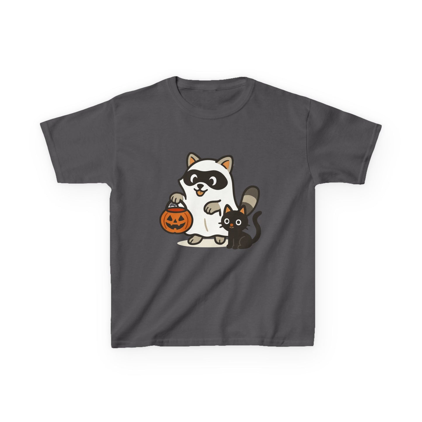 Cute Raccoon Cat Halloween Shirt Funny Trick or Treat Tee for Kids & Adults Kids Heavy Cotton⢠Tee
