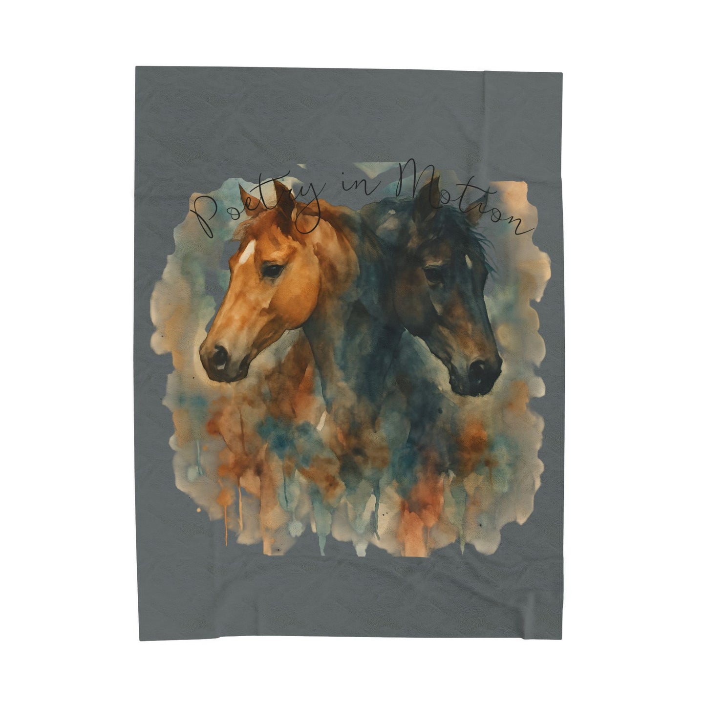 Watercolor Horse Blanket, Cozy Western Ranch Throw with Horse Lovers Art