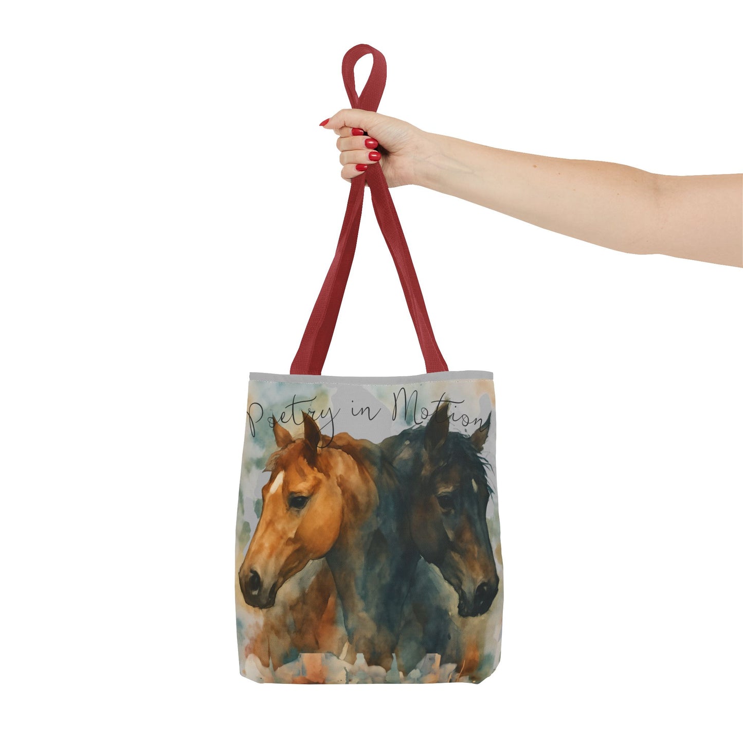 Horse Art Tote Bag, Watercolor Horses, Pretty in Motion
