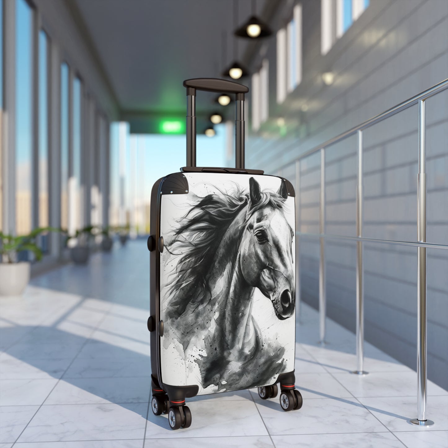 Elegant Black & White Horse Suitcase Equestrian Travel Luggage -- One of a KiNd Suitcase (Travel Tag Sold Separate)