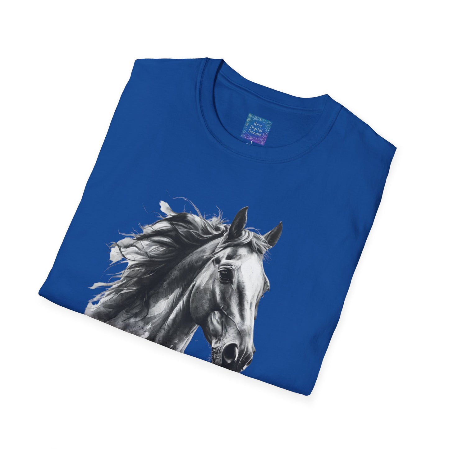 Black and White Horse Graphic T-Shirt Artistic Equestrian Tee