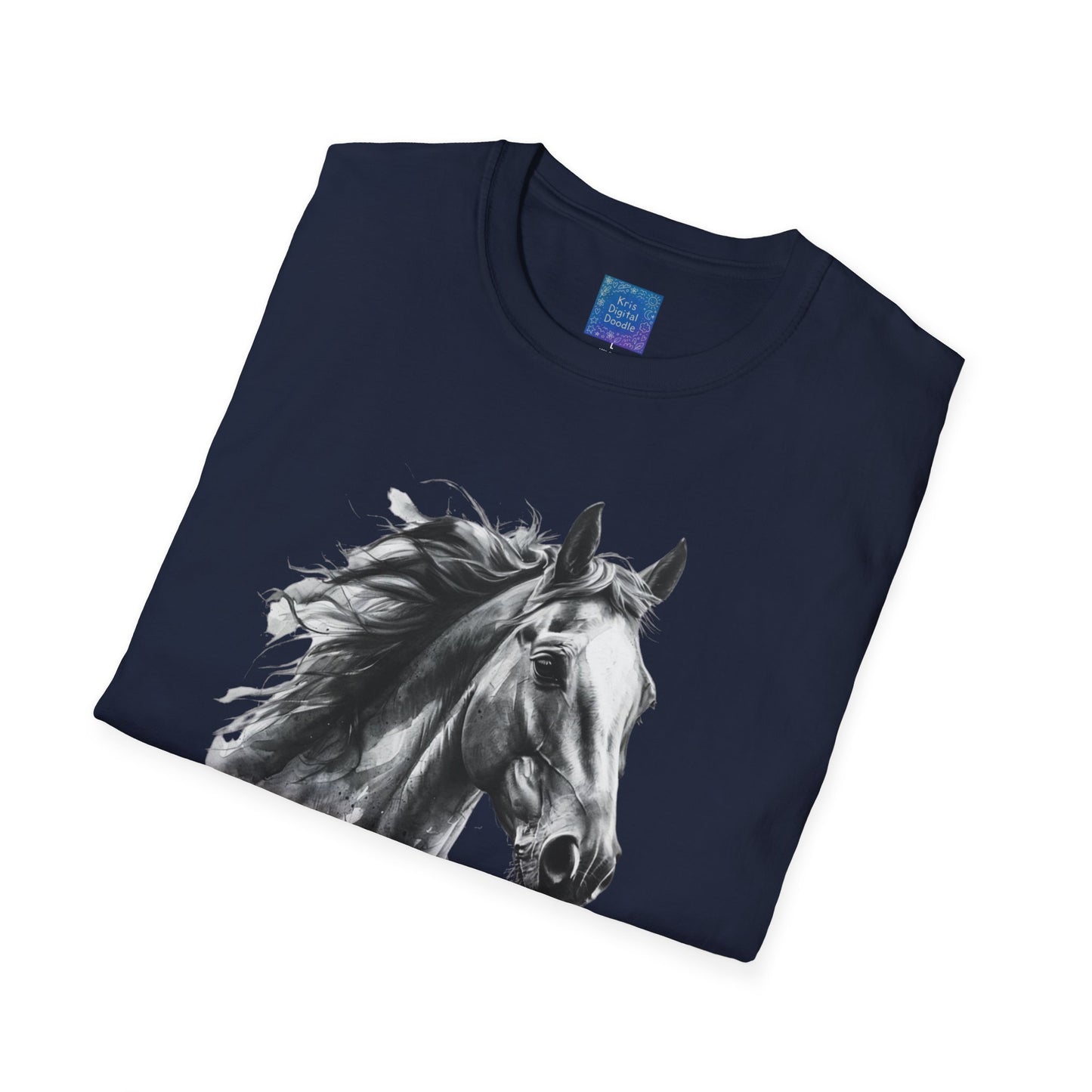 Black and White Horse Graphic T-Shirt Artistic Equestrian Tee
