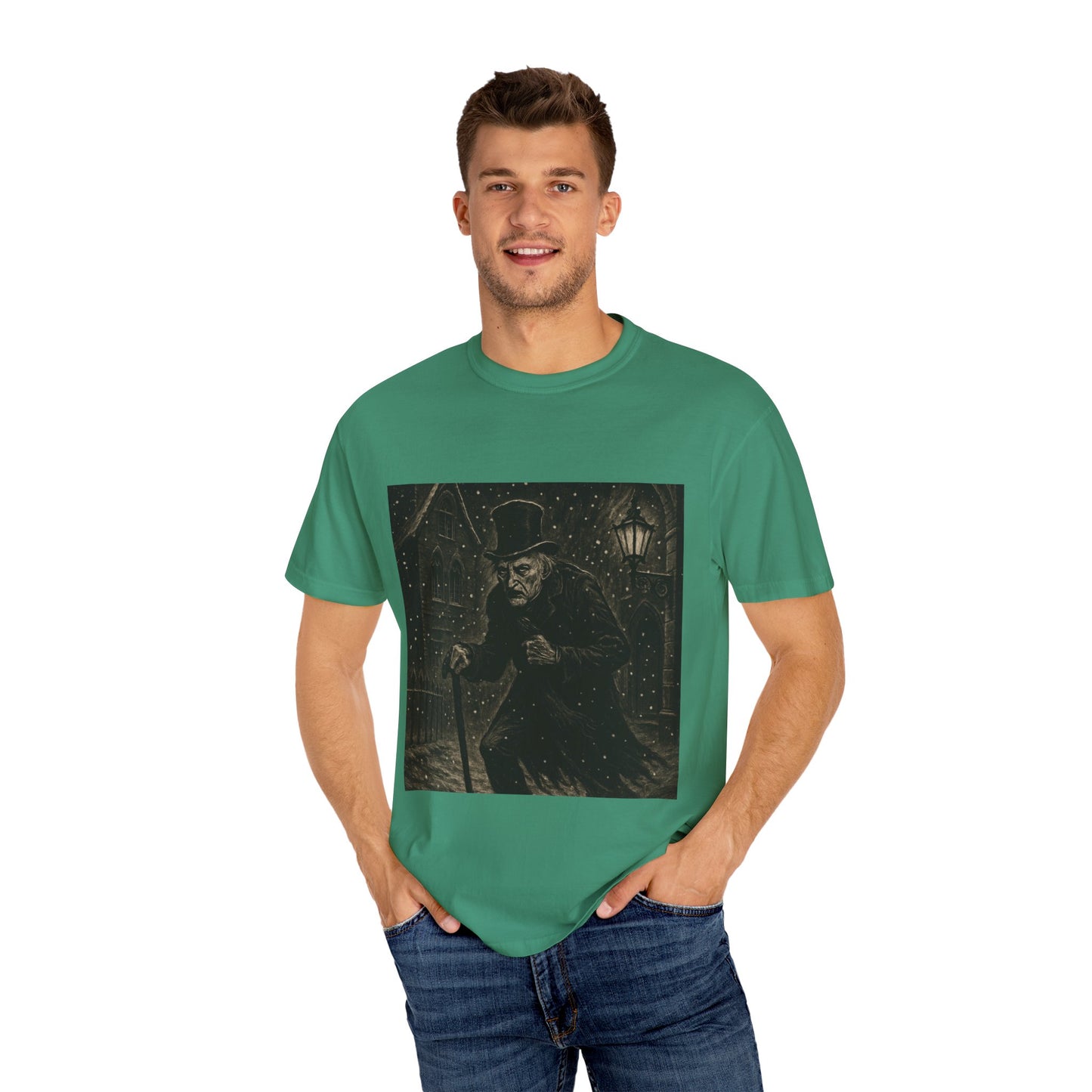 Gothic Scrooge T Shirt Dark Christmas Carol Shirt Vintage Haunted Dickens Tee Unisex Garment Dyed T shirt
