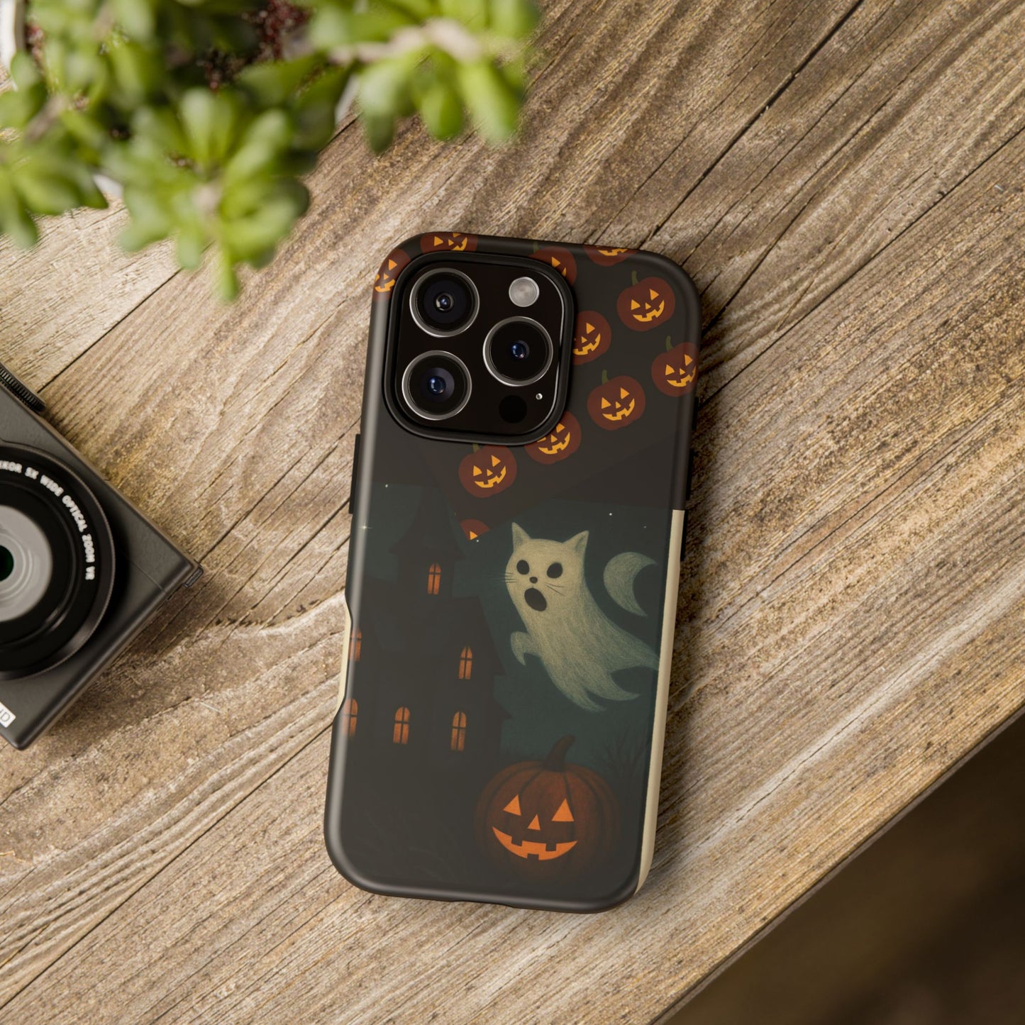 Phone Case, Halloween Haunted House Cat Ghost iPhone 16, 15, 14, Pixel 8, 6 Samsung Galaxy 25, 24, 23