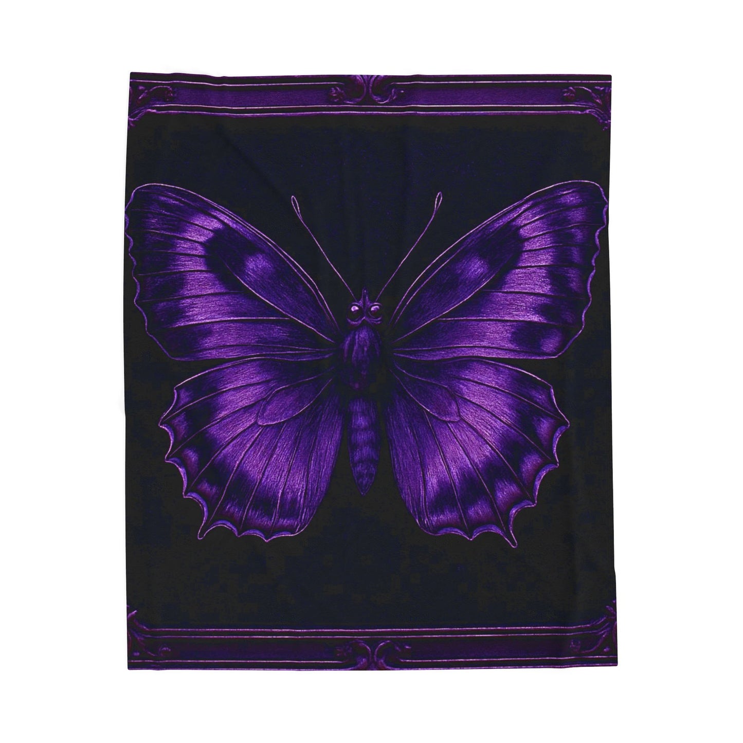 Purple Butterfly Blanket Black Throw Gothic Boho Cozy Decor Velveteen Plush Blanket