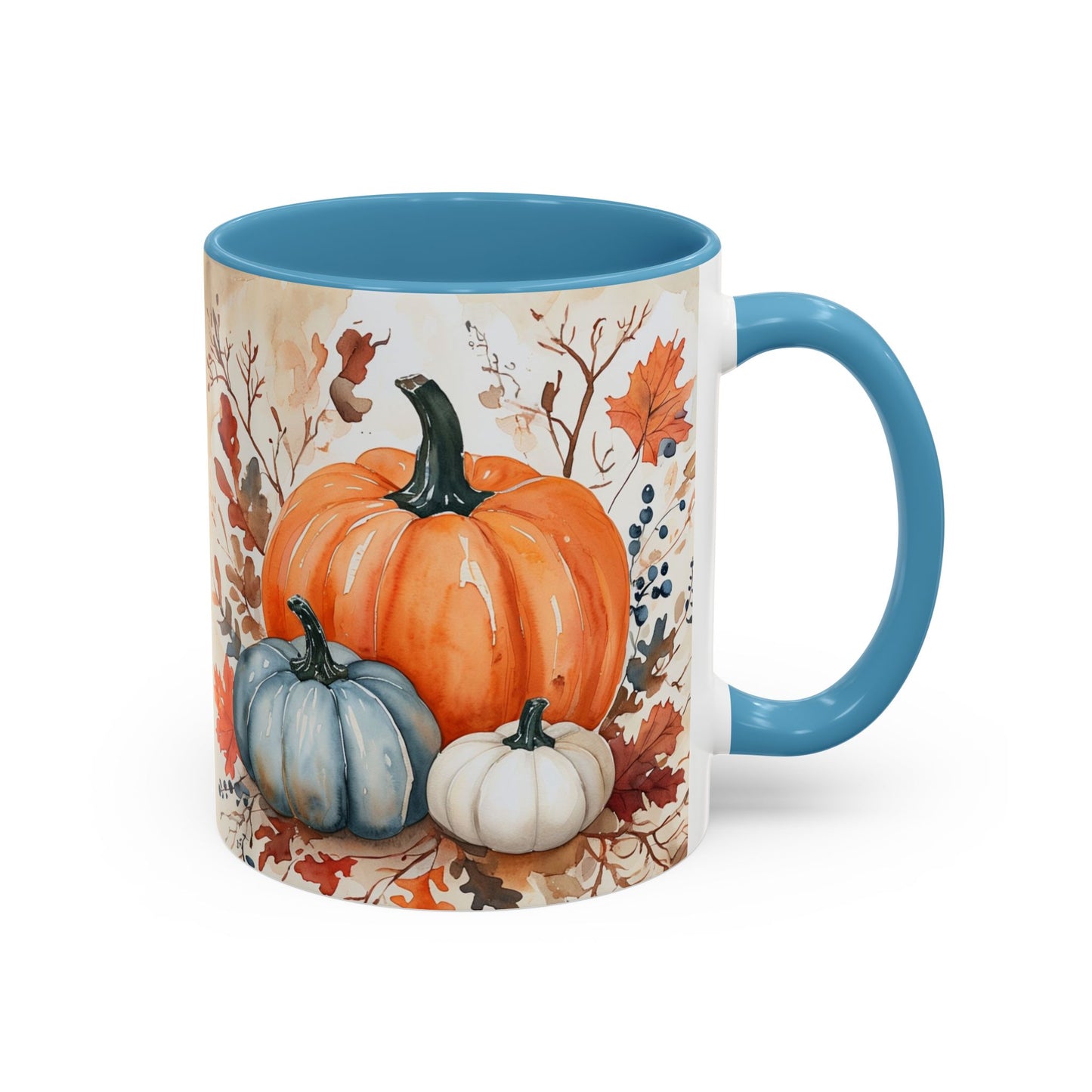 Pumpkin Fall Mug, Autumn Harvest Coffee Cup with Rustic Pumpkin Design