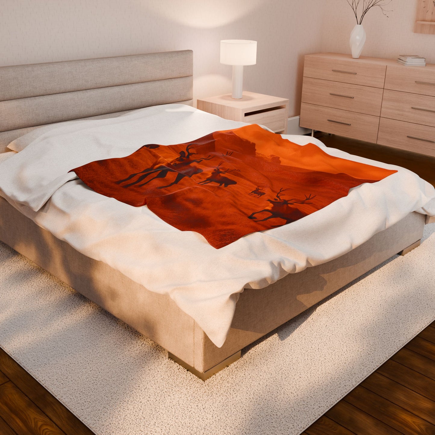 Elk Deer Wildlife Blanket Cozy Hunting Cabin Lodge Plush Velveteen Throw Rustic Mountain Nature Decor Bedding