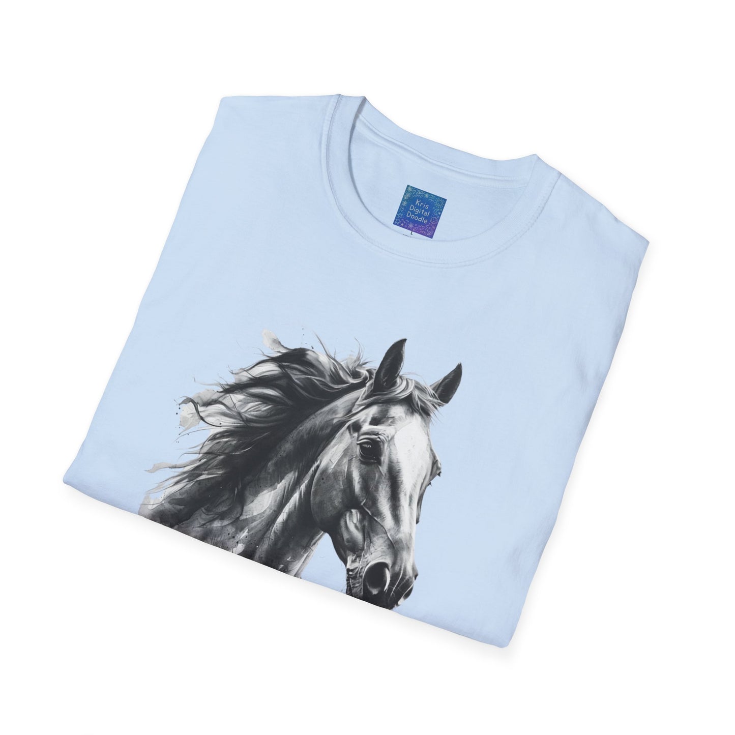 Black and White Horse Graphic T-Shirt Artistic Equestrian Tee