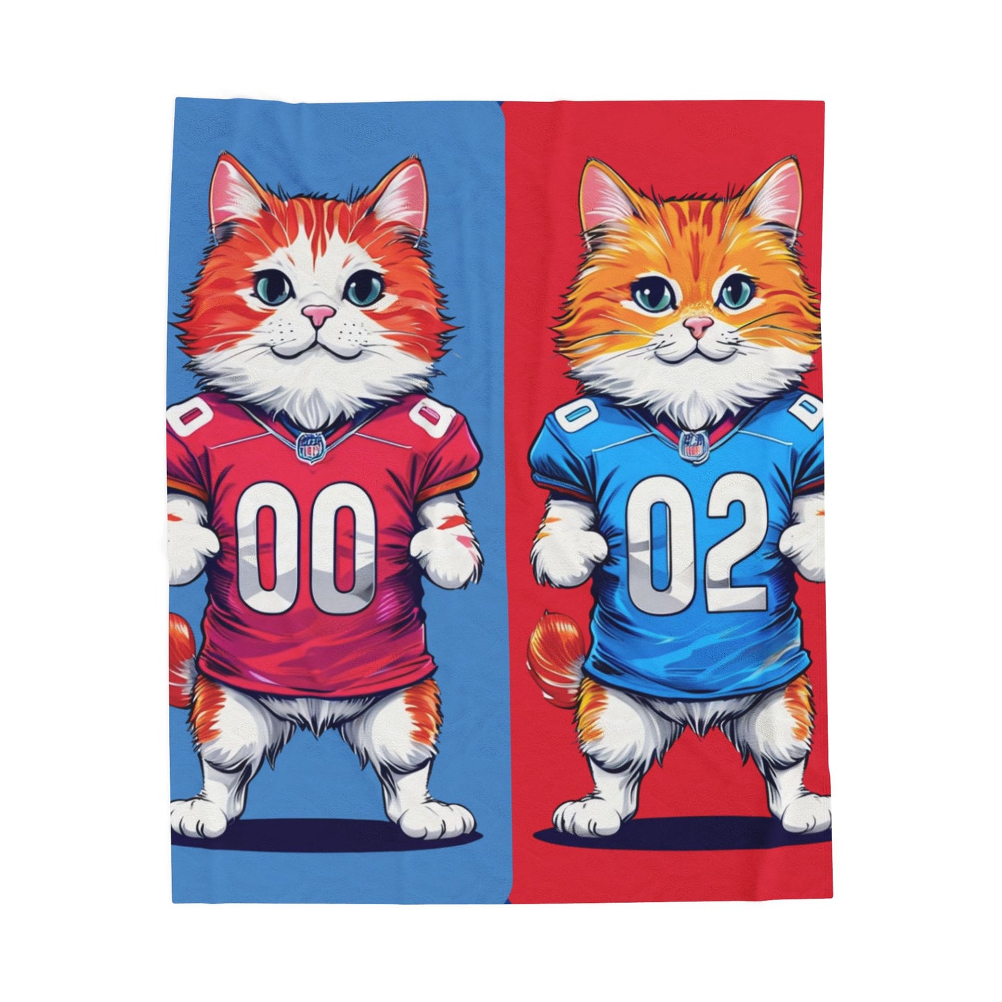 Football Cat Blanket Sports Team Cozy Throw, Funny Kitty Sports Blanket, Animal Print Fleece, Football Fans, Cozy Stadium Blanket
