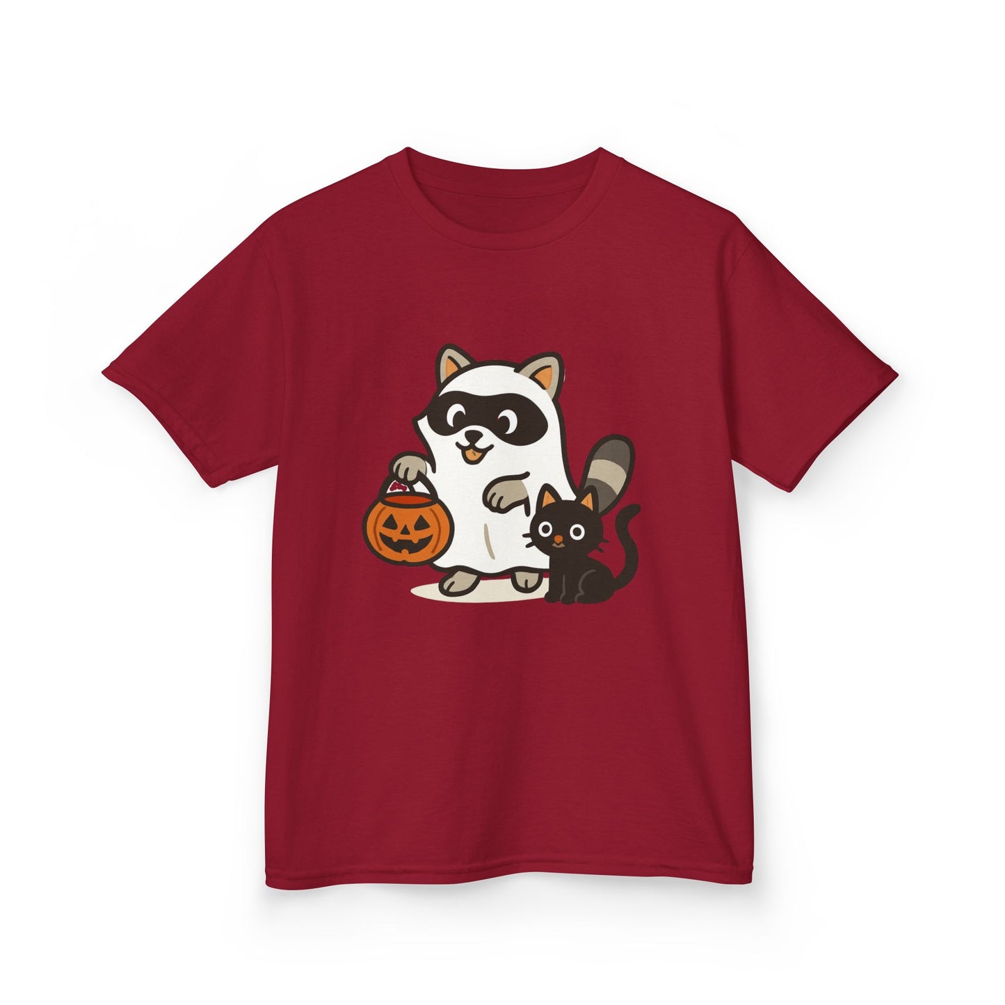Cute Raccoon Cat Halloween Shirt Funny Trick or Treat Tee for Kids & Adults Kids Heavy Cotton⢠Tee