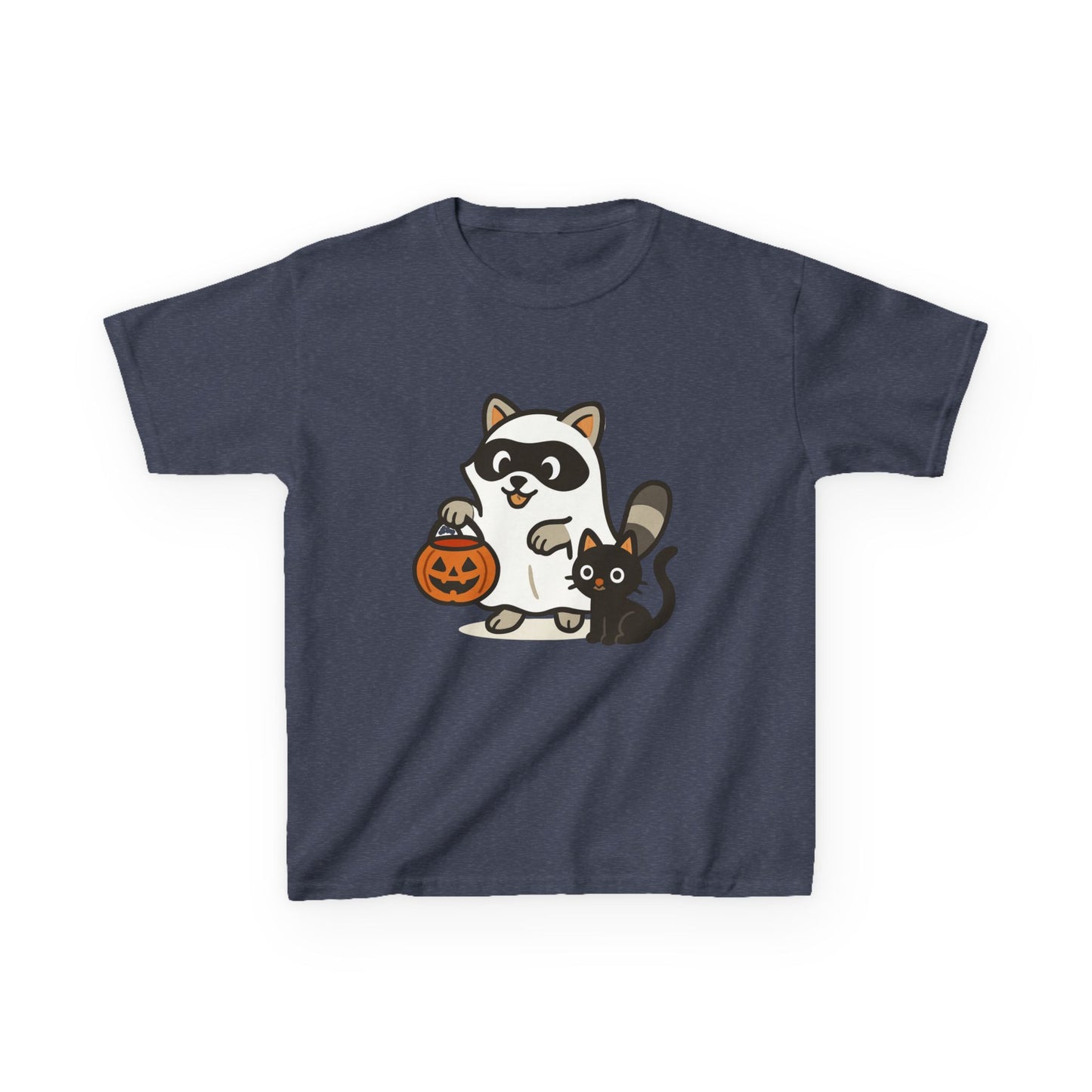 Cute Raccoon Cat Halloween Shirt Funny Trick or Treat Tee for Kids & Adults Kids Heavy Cotton⢠Tee