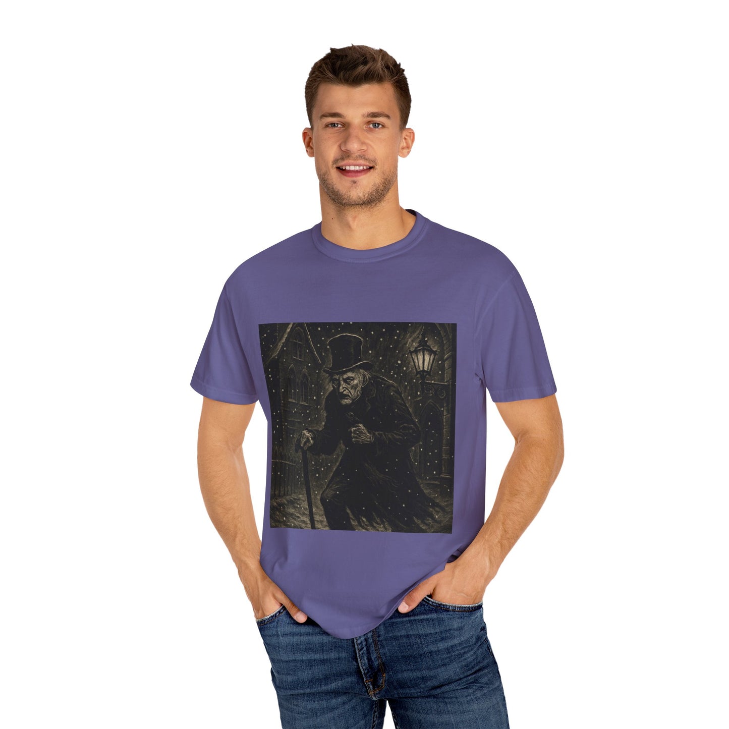 Gothic Scrooge T Shirt Dark Christmas Carol Shirt Vintage Haunted Dickens Tee Unisex Garment Dyed T shirt