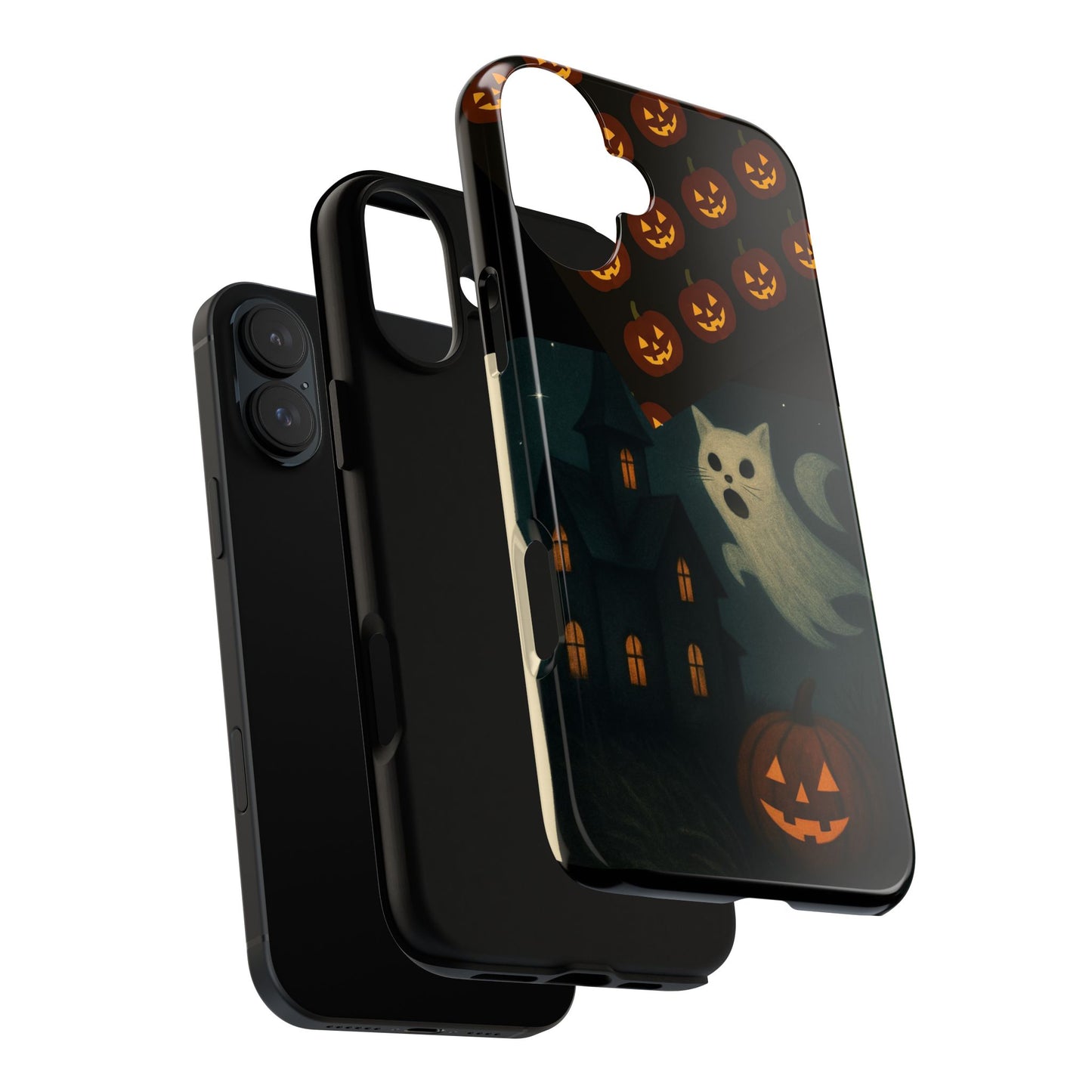 Phone Case, Halloween Haunted House Cat Ghost iPhone 16, 15, 14, Pixel 8, 6 Samsung Galaxy 25, 24, 23