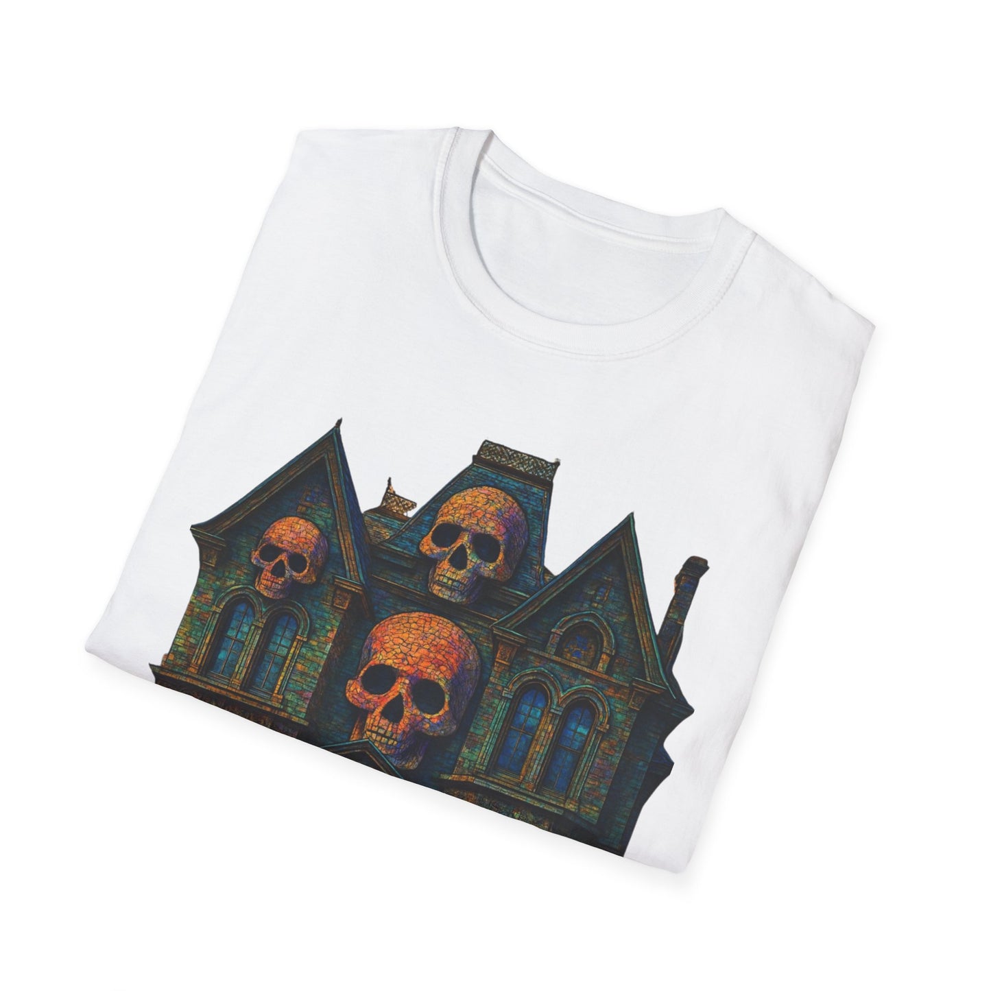 Haunted Skull Mansion T Shirt Gothic Horror House Halloween Tee Unisex Soft style T Shirt