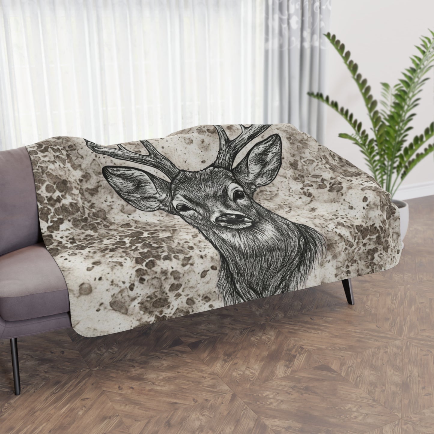 Rustic Deer Blanket Cozy Cabin Throw