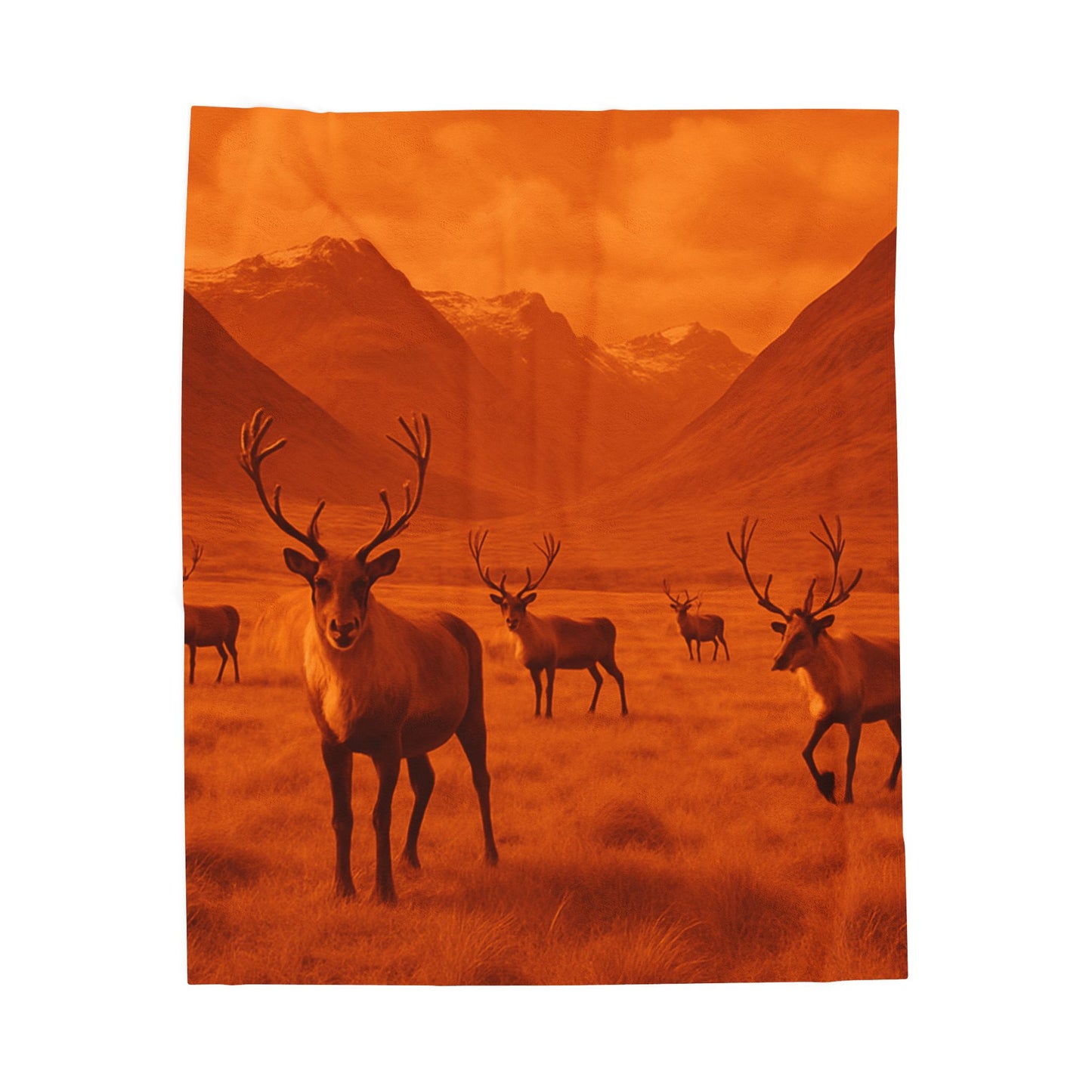 Elk Deer Wildlife Blanket Cozy Hunting Cabin Lodge Plush Velveteen Throw Rustic Mountain Nature Decor Bedding