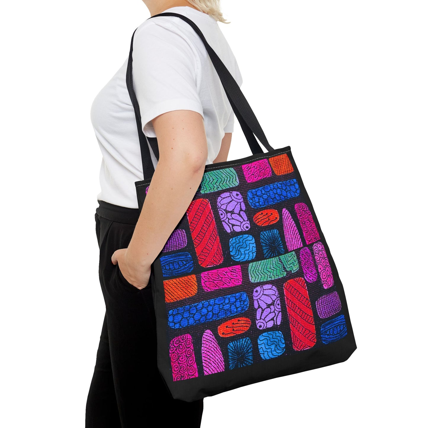 Colorful Abstract Bricks Tote Bag | Vibrant Geometric Pattern