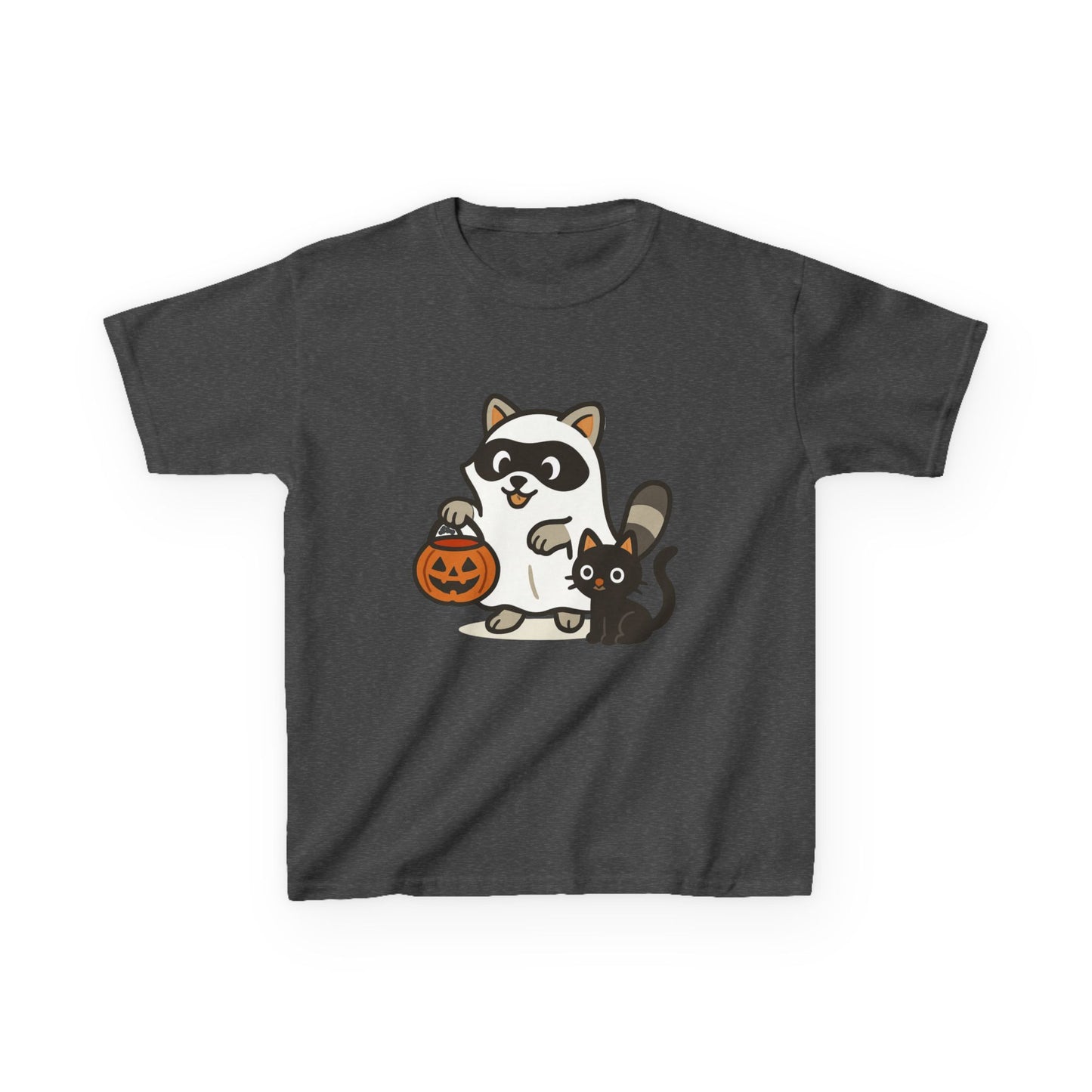 Cute Raccoon Cat Halloween Shirt Funny Trick or Treat Tee for Kids & Adults Kids Heavy Cotton⢠Tee