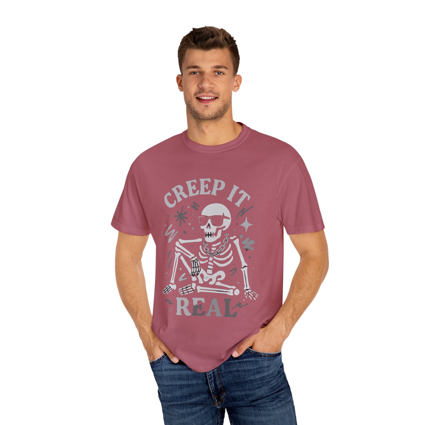 Creep It Real Skeleton T Shirt Funny Urban Halloween Graphic Tee Unisex Black Spooky T Shirt Unisex Garment Dyed Tshirt Men Women