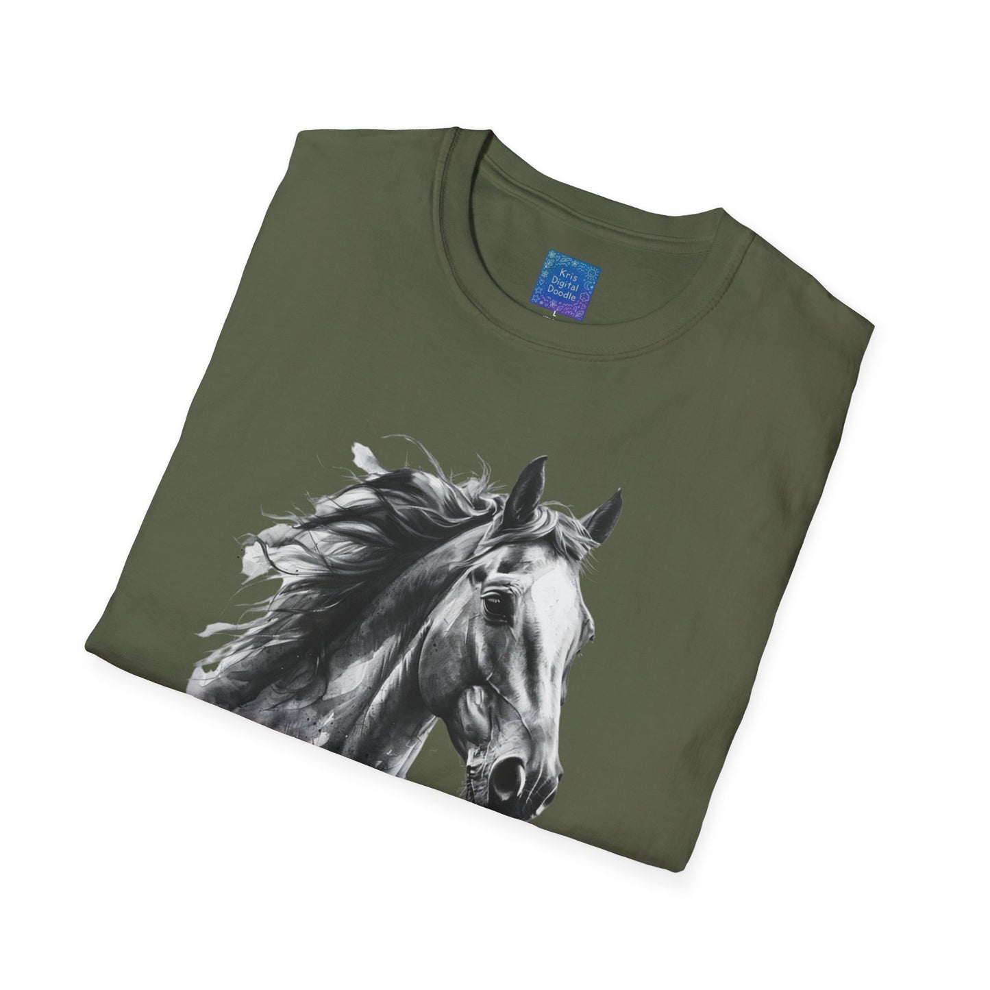Black and White Horse Graphic T-Shirt Artistic Equestrian Tee