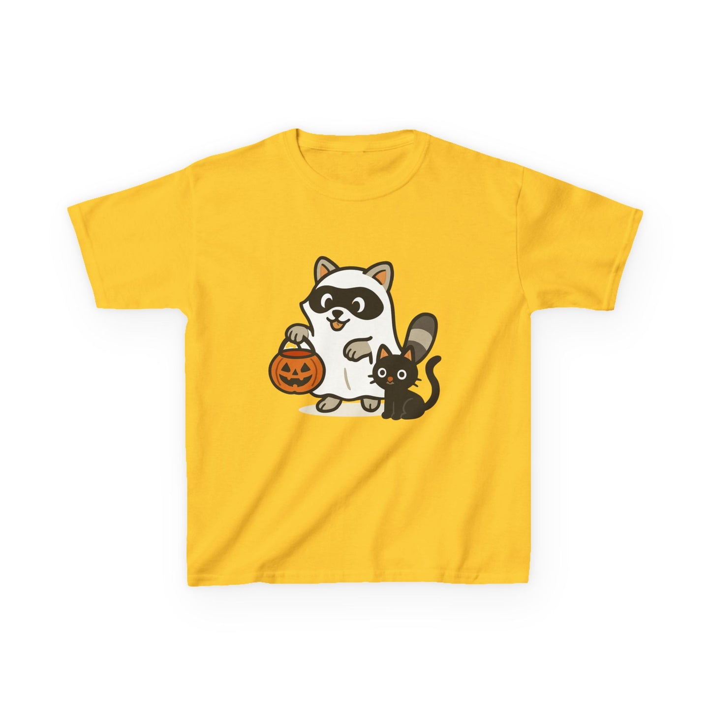 Cute Raccoon Cat Halloween Shirt Funny Trick or Treat Tee for Kids & Adults Kids Heavy Cotton⢠Tee