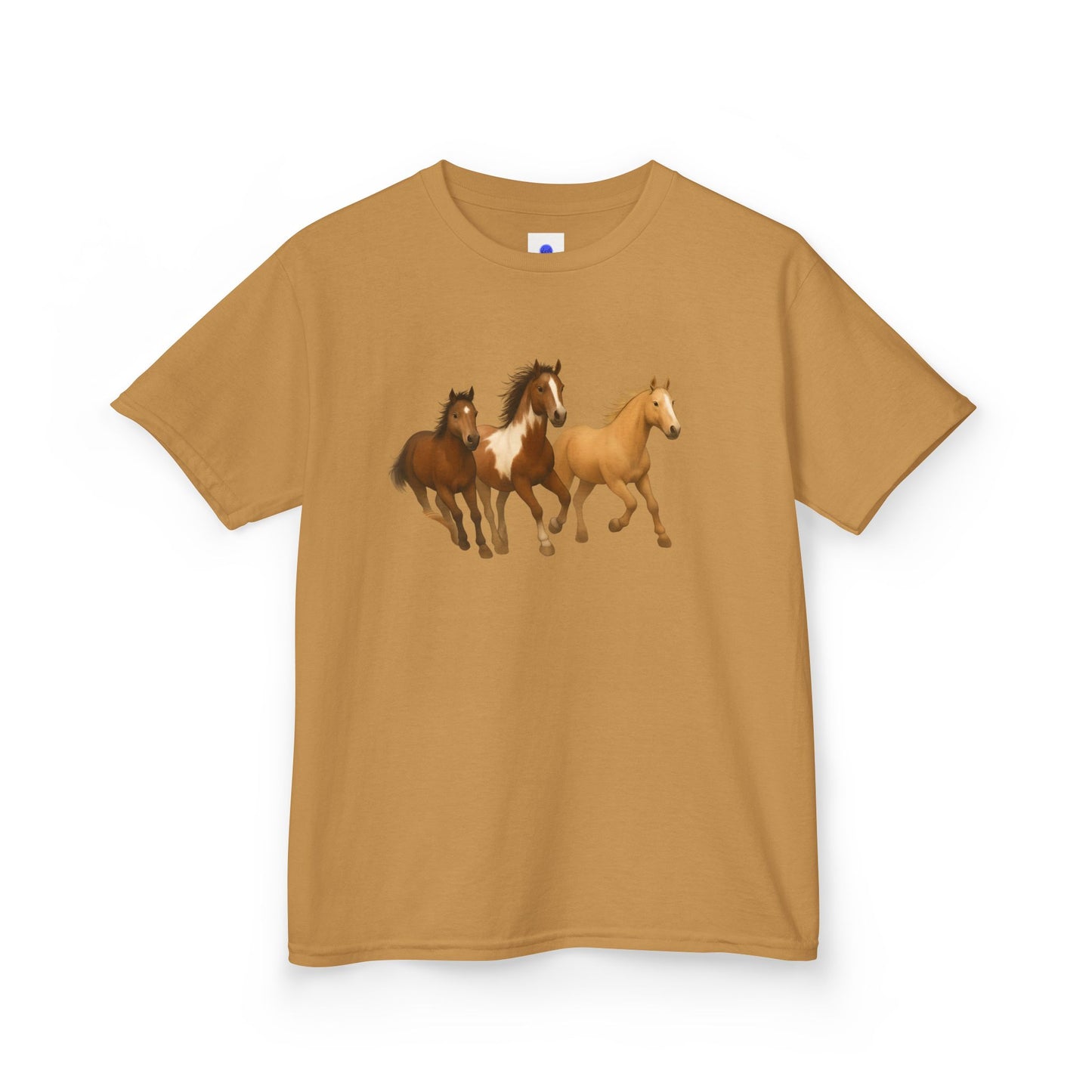 Kids Three Horse T shirt, Western, country, cute, Heavy Tee, fall, gallop, freedom