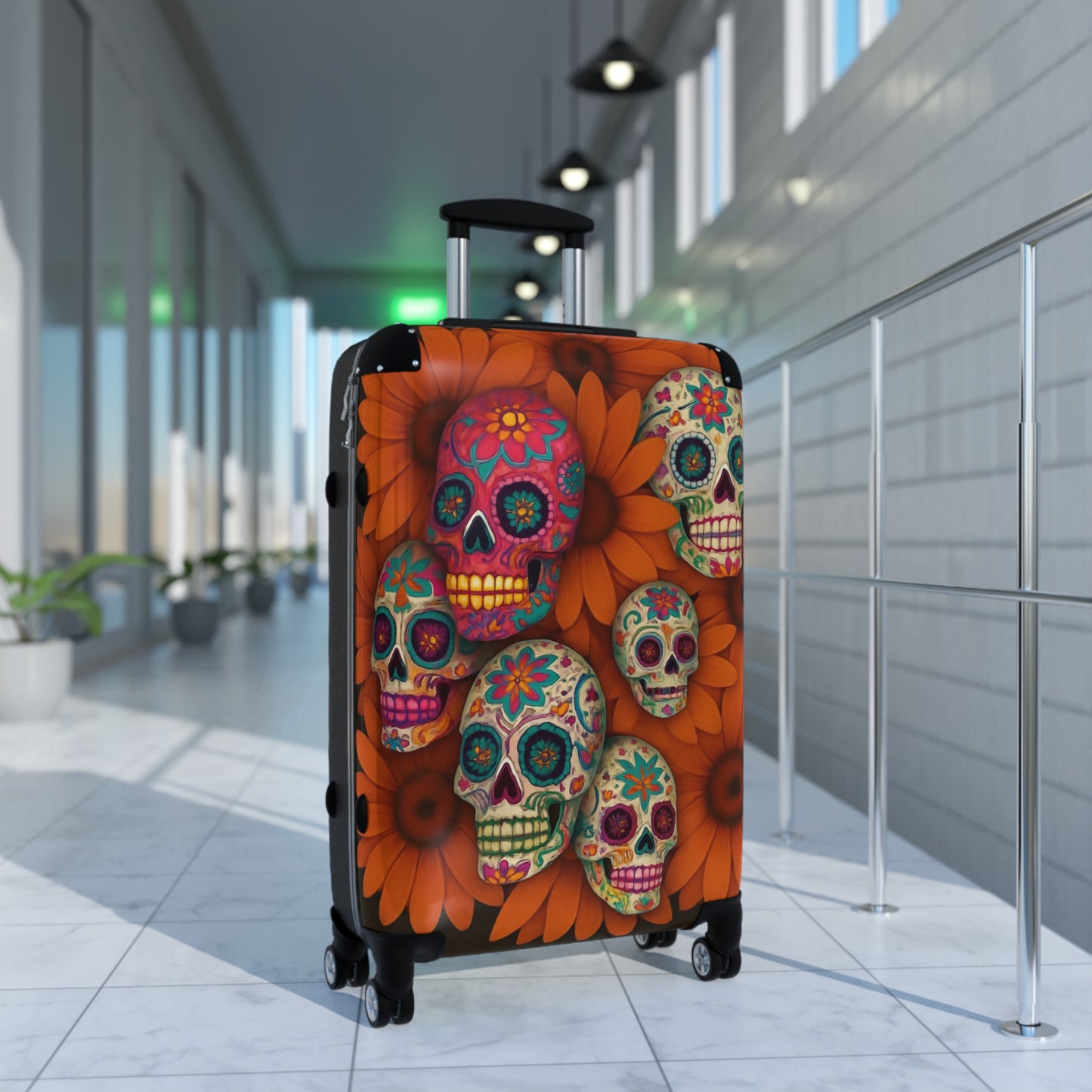 Sugar Skull Floral Luggage Day of the Dead Suitcase for Bold Travel Style Suitcase (Travel Tag sold Separately)