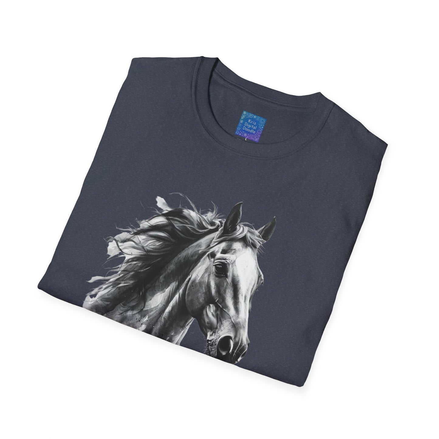 Black and White Horse Graphic T-Shirt Artistic Equestrian Tee