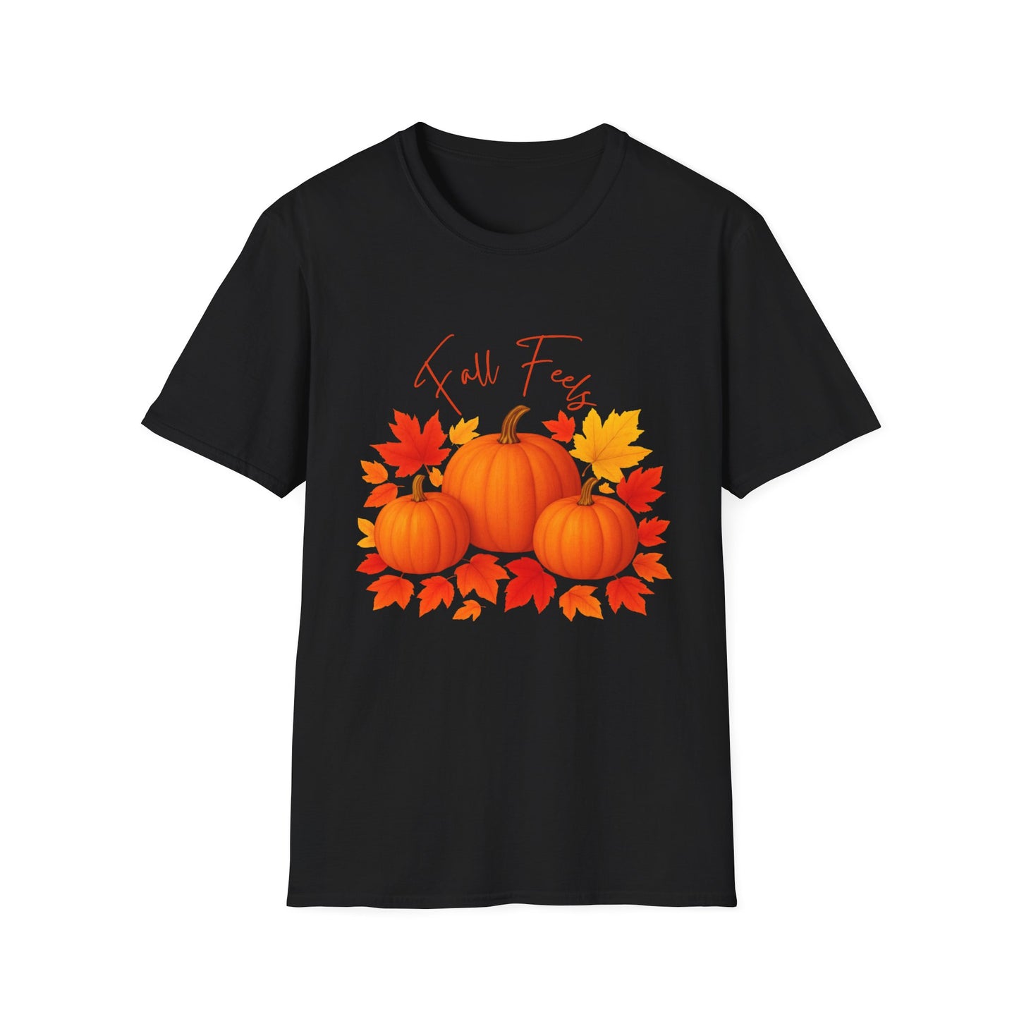 Fall Feels Pumpkin T-Shirt Cozy Autumn Leaves & Seasonal Harvest Tee Unisex Soft style T Shirt