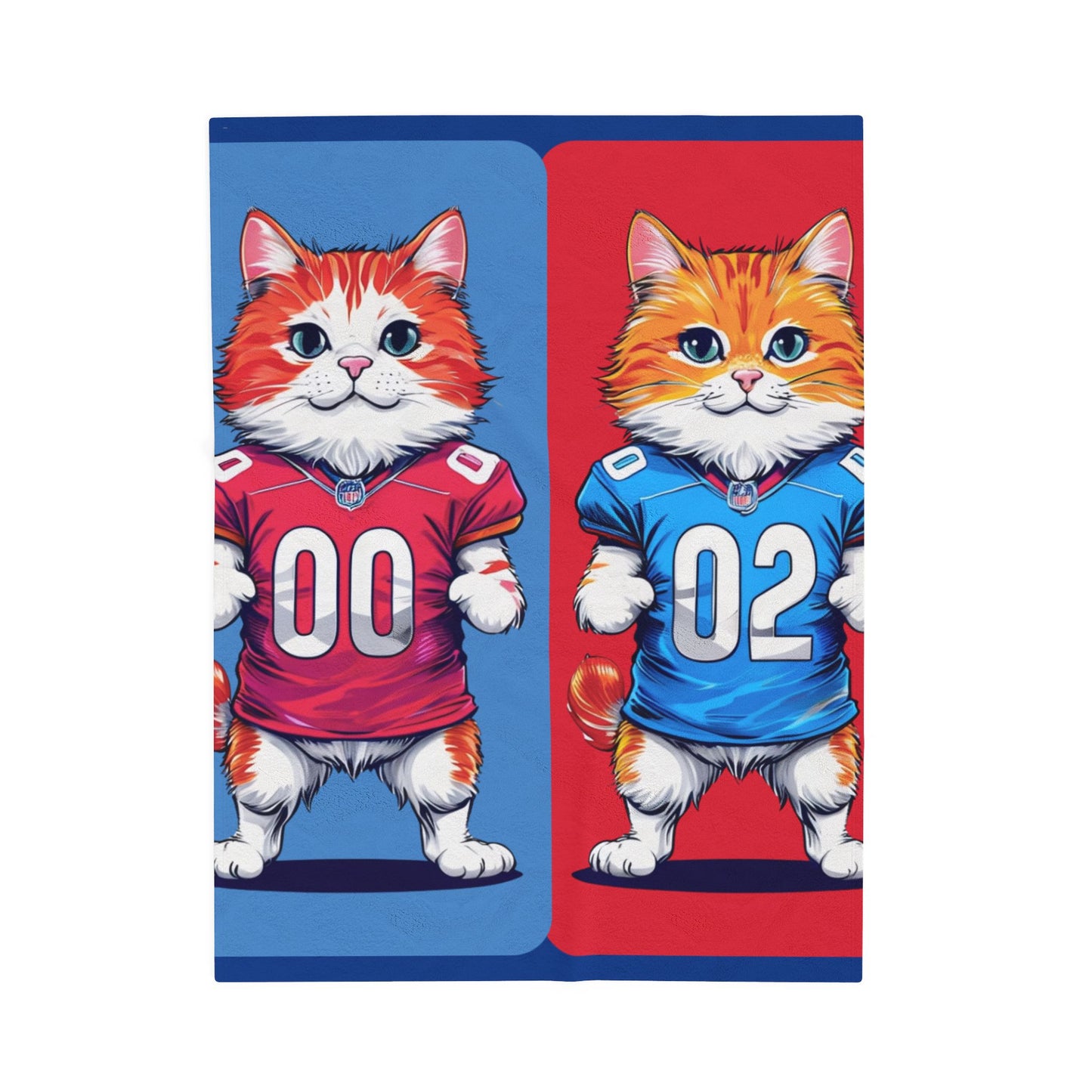 Football Cat Blanket Sports Team Cozy Throw, Funny Kitty Sports Blanket, Animal Print Fleece, Football Fans, Cozy Stadium Blanket