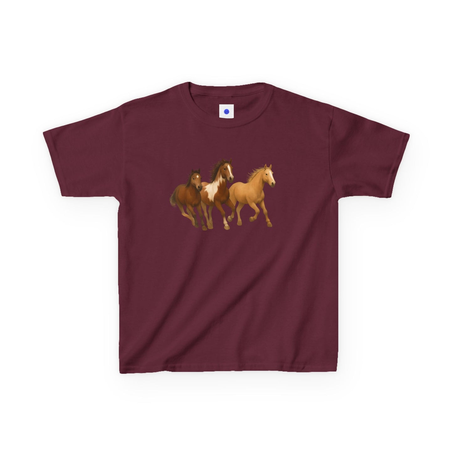 Kids Three Horse T shirt, Western, country, cute, Heavy Tee, fall, gallop, freedom